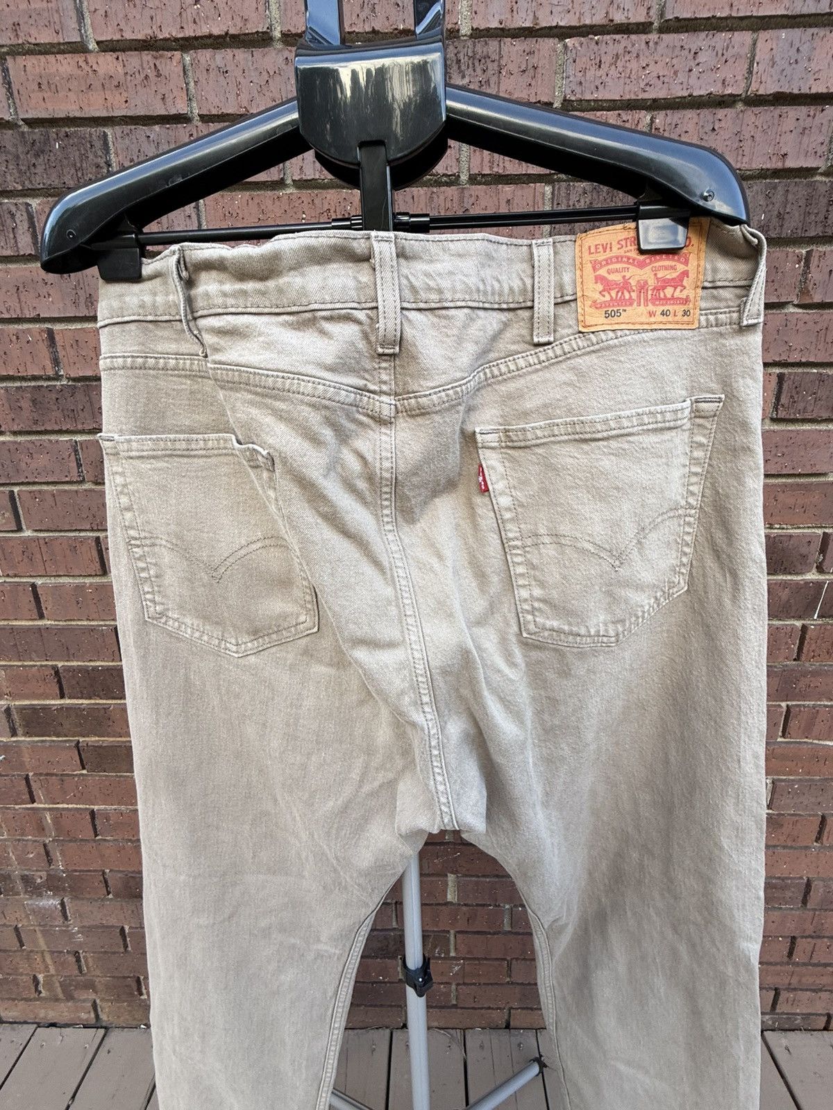 Levi's Levis 505 Jeans Mens 40 X 30 Khaki Straight Leg Tan Denim Size US 40 / EU 56 - 6 Thumbnail