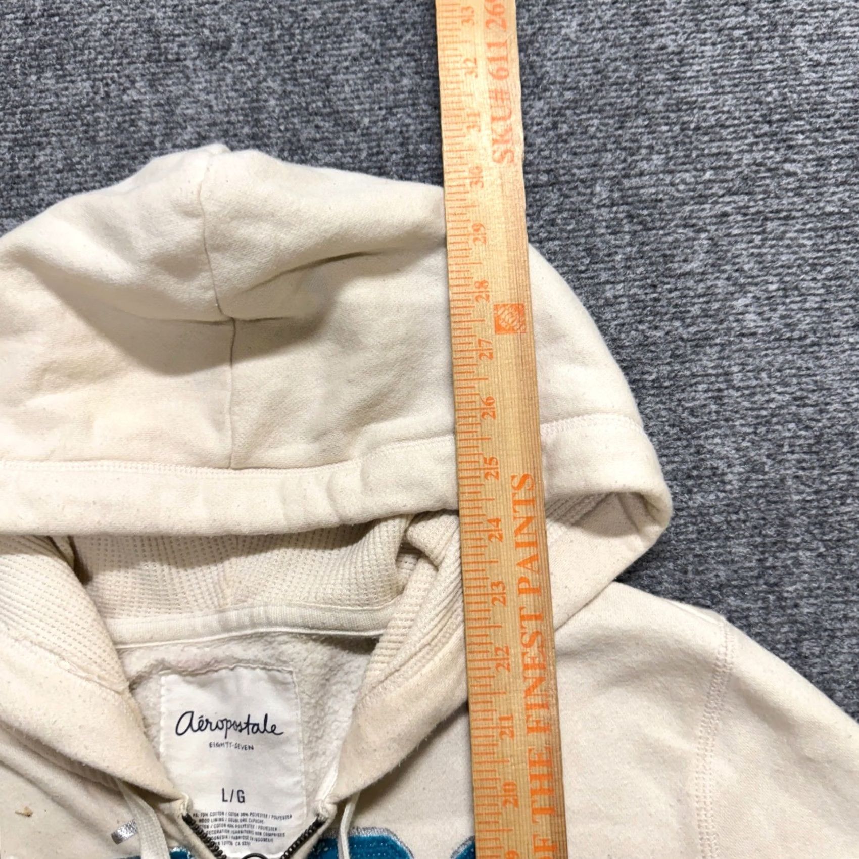 Aeropostale VINTAGE Aeropostale Jacket Womens L Beige Fullzip Hooded Embroidered Distressed White Blue Stained Casual 90s Womens Size L / US 10 / IT 46 - 4 Thumbnail