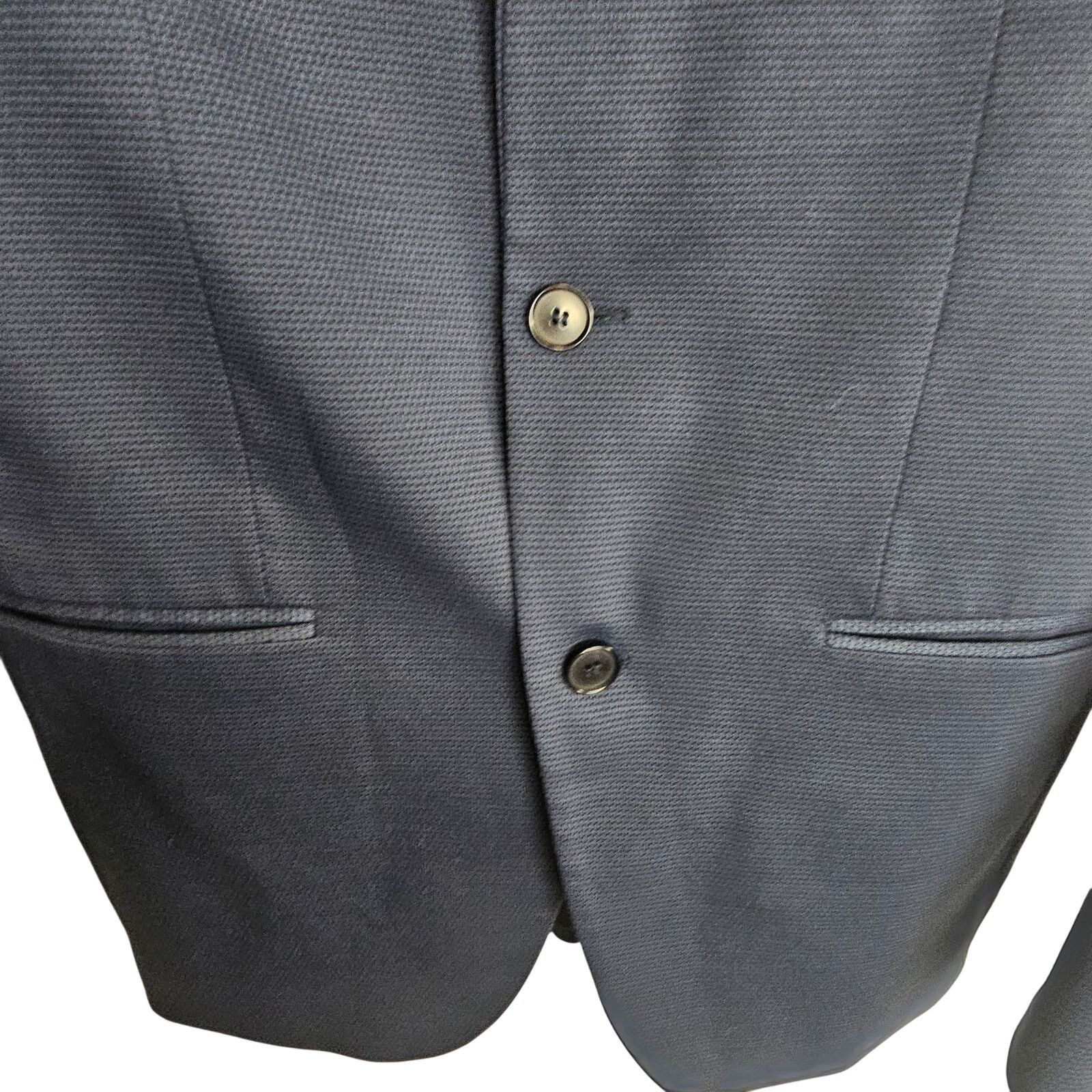 Zara Zara Mens Blazer Size 40 Navy Blue Two Button Peak Lapel Size 40R - 3 Thumbnail