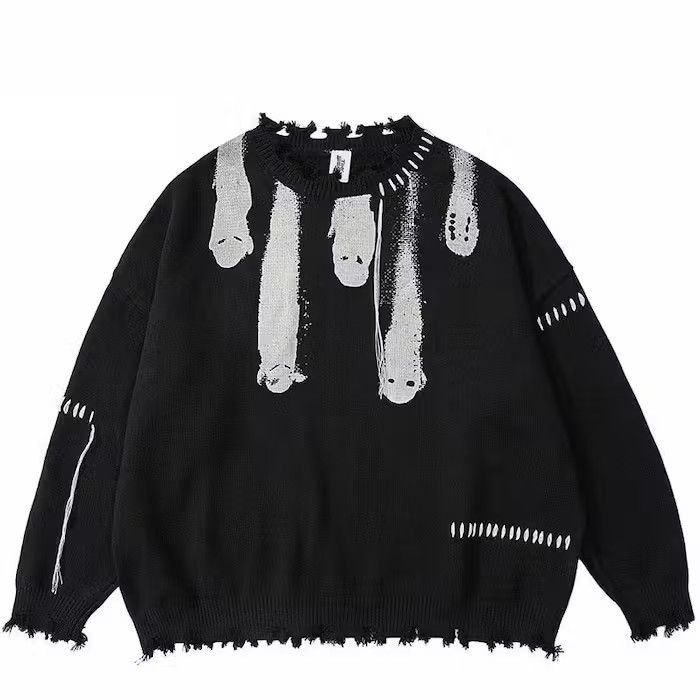 Knitted Unisex Loose Ghost Sweater Grunge