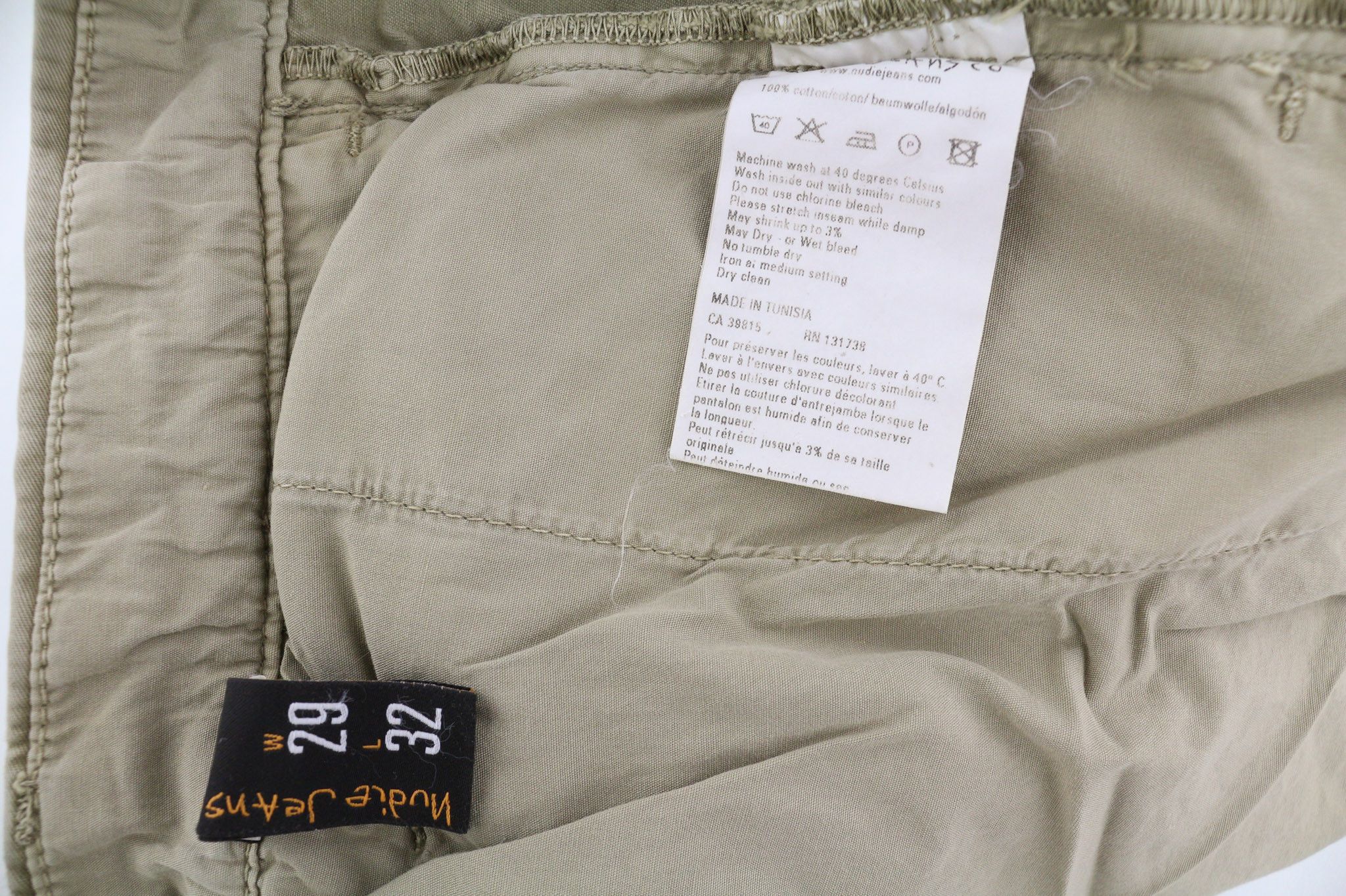 Nudie Jeans KHAKI REGULAR W29/L32 Beige Chino Logo 82657 Size US 29 - 6 Thumbnail