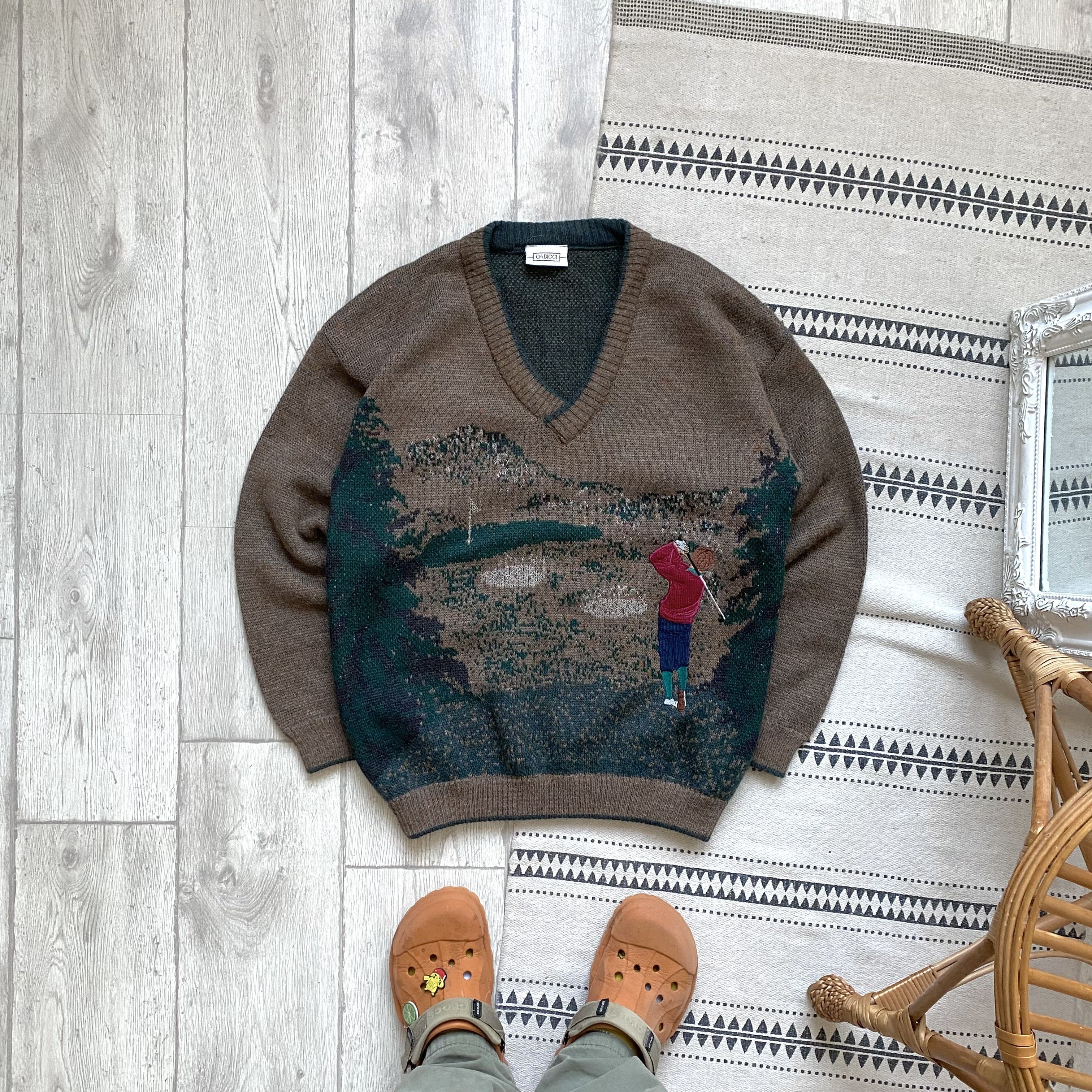 Carlo Colucci 🏌🏽️ Vintage 80-90 Cozy Polo Golf Wool Heavy Knit sweater Size US L / EU 52-54 / 3 - 1 Thumbnail