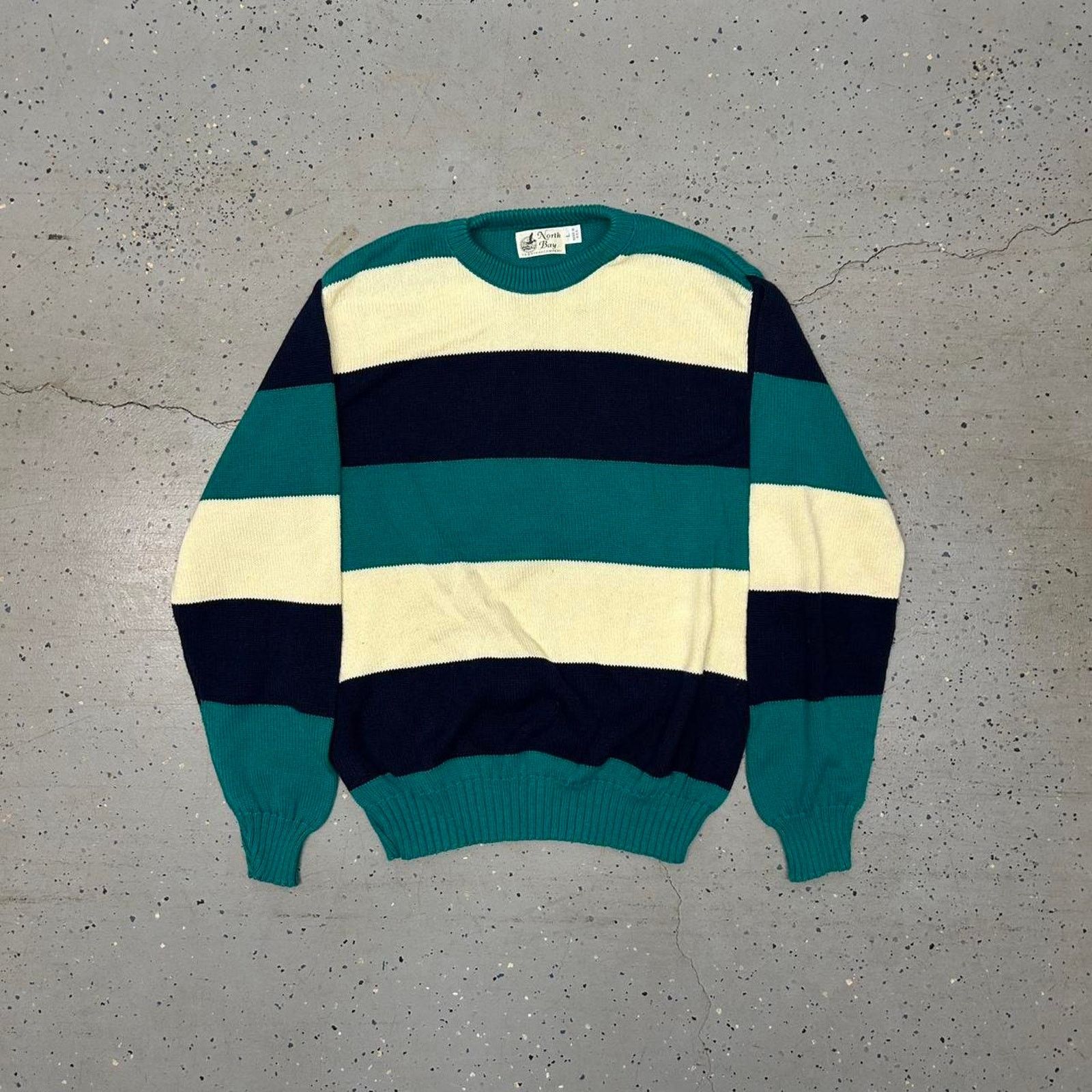 Other Green and white striped vintage sweater Size L / US 10 / IT 46 - 1 Thumbnail