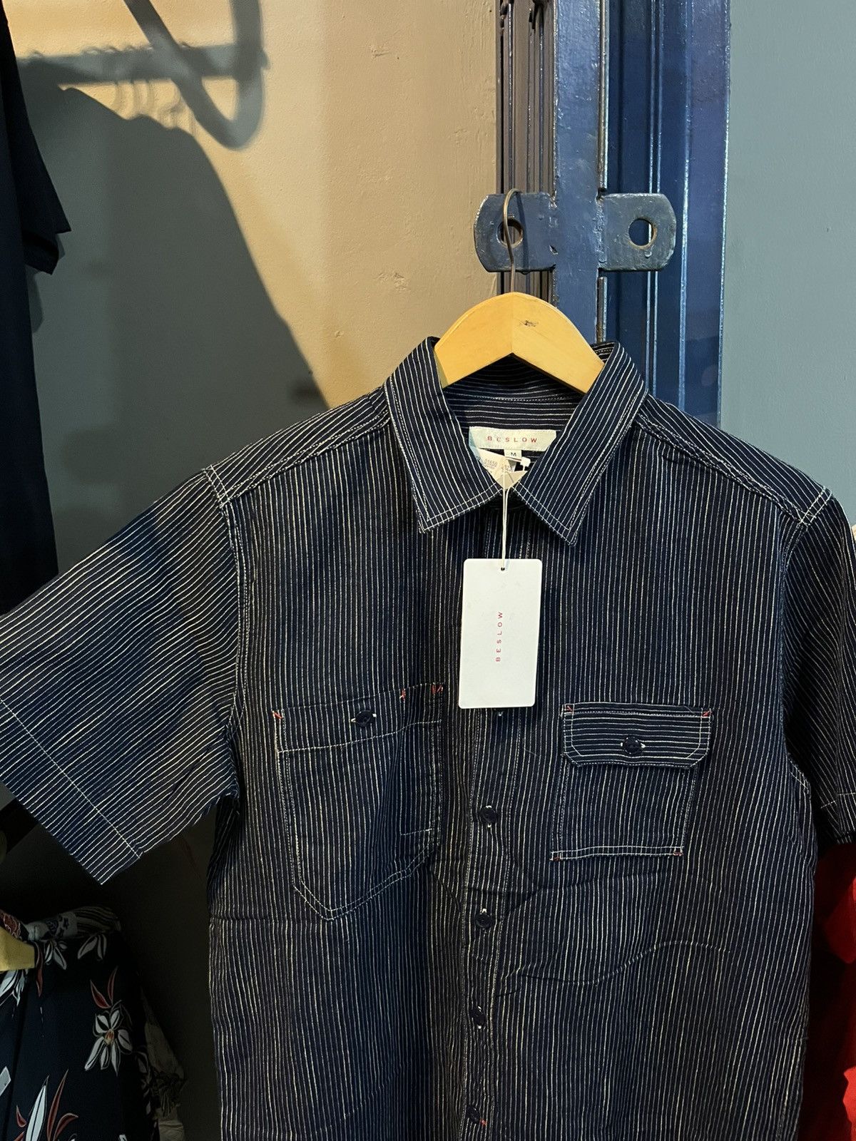 Japanese Brand Beslow stripe work crop shirt Size US M / EU 48-50 / 2 - 5 Thumbnail