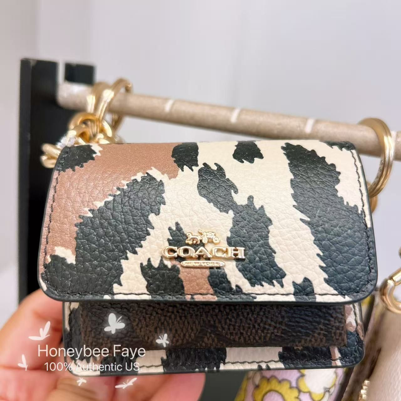 Coach Klare Bag Charm With Signature Canvas And Leopard CCE82 Size ONE SIZE - 1 Thumbnail