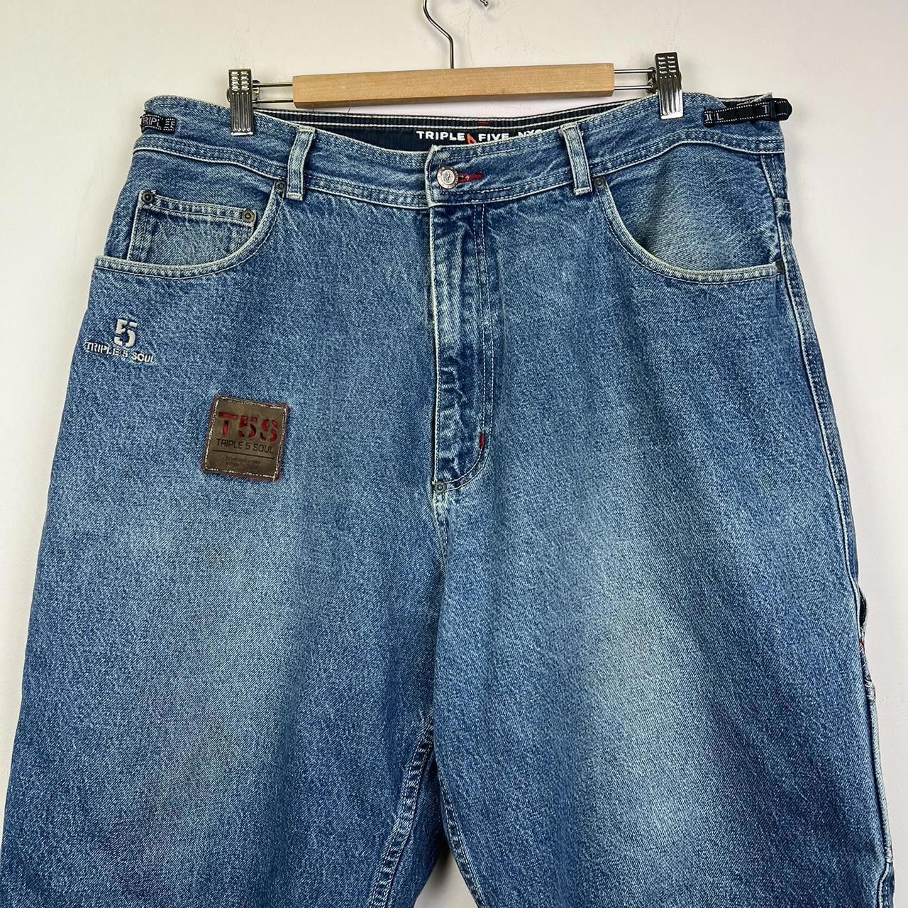 Designer Men's T56 Triple Five Soul Denim Shorts - Classic Blue 90s Size US 38 / EU 54 - 4 Thumbnail