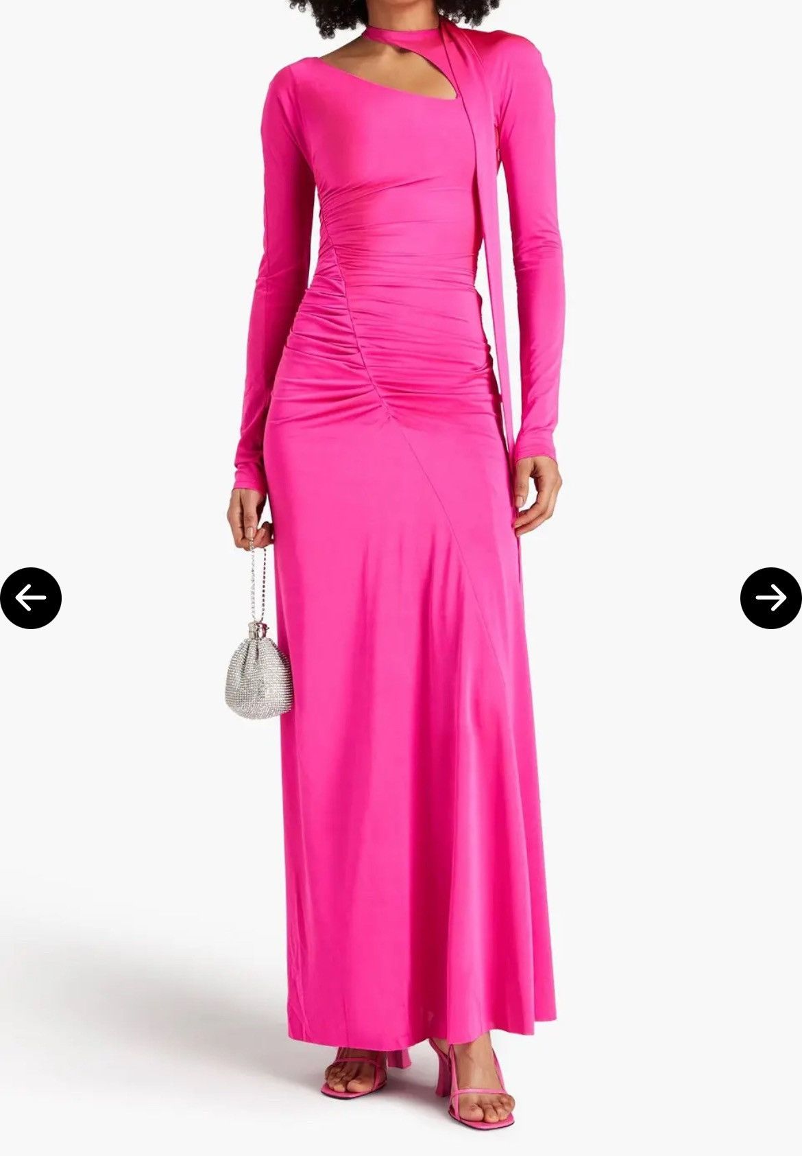 Designer × Victoria Beckham Victoria Beckham Cutout Ruched Satin-Jersey Maxi Dress UK 8 Size S / US 4 / IT 40 - 2 Thumbnail