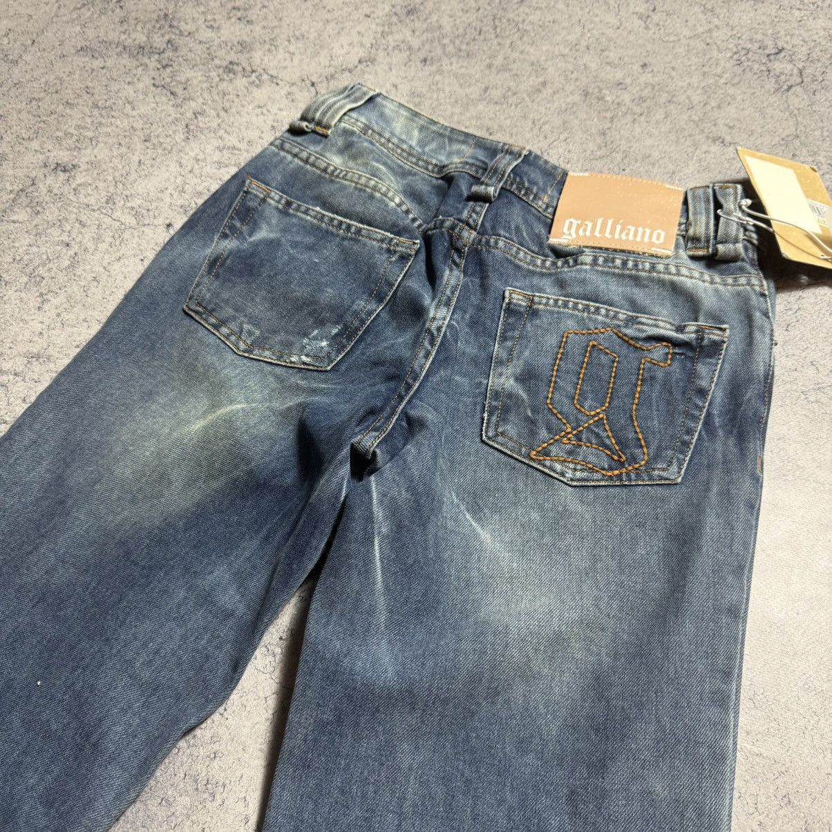 John Galliano NEW Galliano Y2K 00s Flared Jeans Size 25" / US 0 / IT 36 - 4 Thumbnail