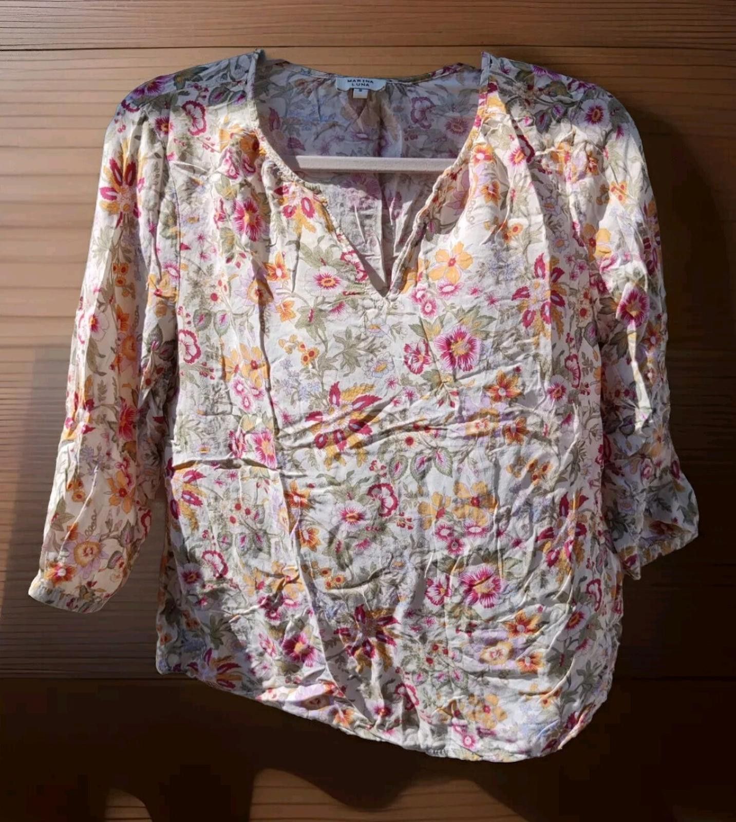 Other Marina Luna Womans Top Blouse Fall Floral Size Small S Thin Size S / US 4 / IT 40 - 1 Thumbnail