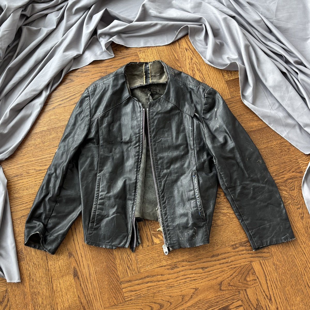 Vintage Trashed Leather Jacket Crust Punk Vintage Moto Paint Splat Size US S / EU 44-46 / 1 - 11 Thumbnail
