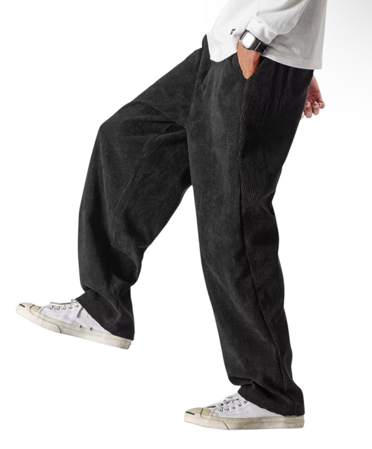 Jaded London Baggy Black Obey Corduroy Jeans Size US 31 - 1 Thumbnail