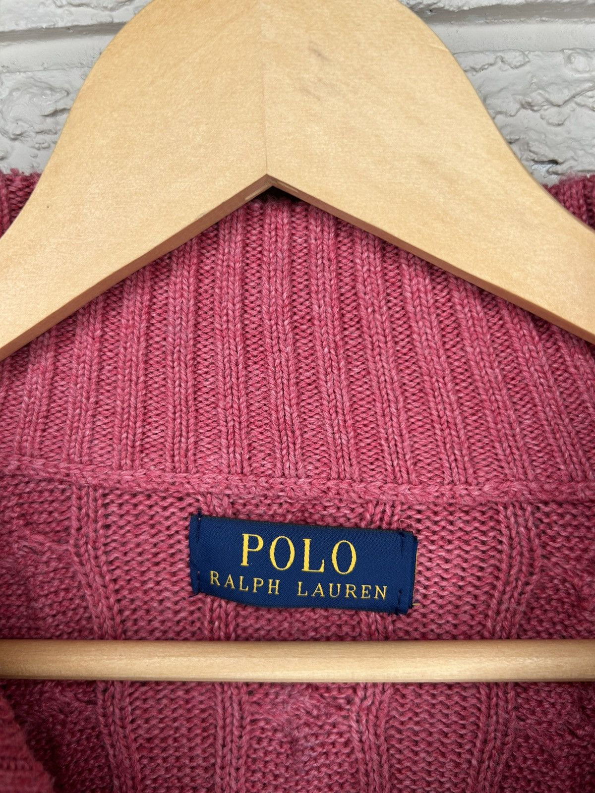 Polo Ralph Lauren Polo Ralph Lauren Pink Quarter Zip Cable Knit Sweater Size US XL / EU 56 / 4 - 8 Thumbnail