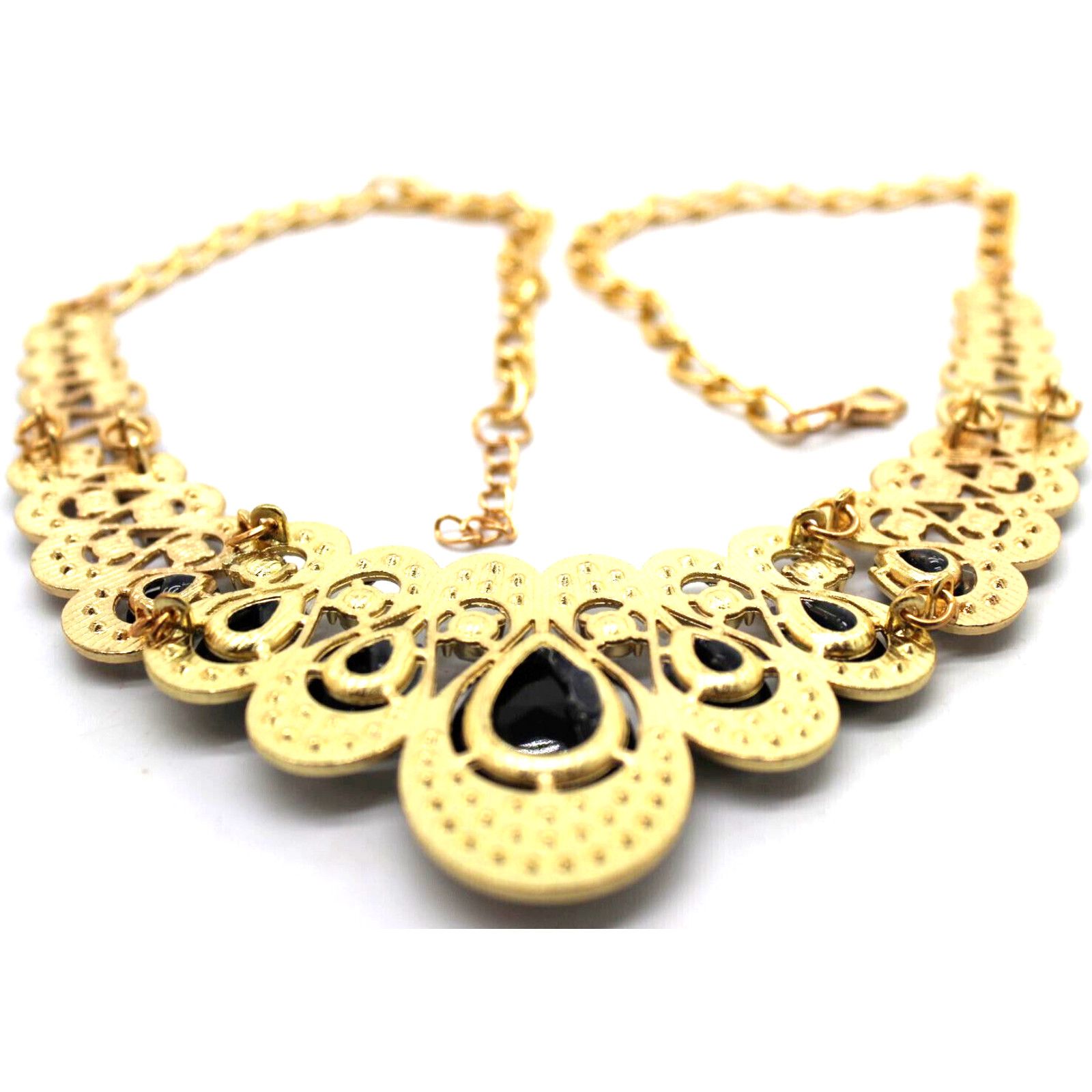 Other Black & Clear Rhinestone Goldtone Necklace Earring Set Size ONE SIZE - 5 Thumbnail