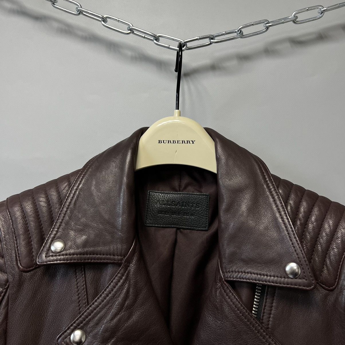 Allsaints AllSaints Estella Leather Biker Jacket Brown/Chocolate Lamb Size M / US 6-8 / IT 42-44 - 4 Thumbnail