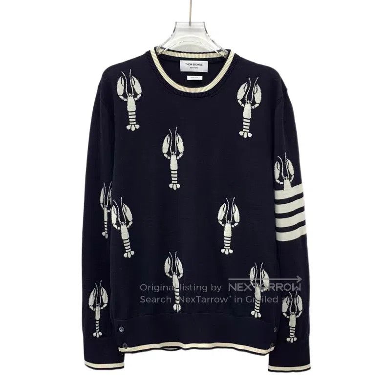 Thom Browne Thom Browne Dark blue round neck long-sleeve knitted sweat Size US L / EU 52-54 / 3 - 1 Thumbnail