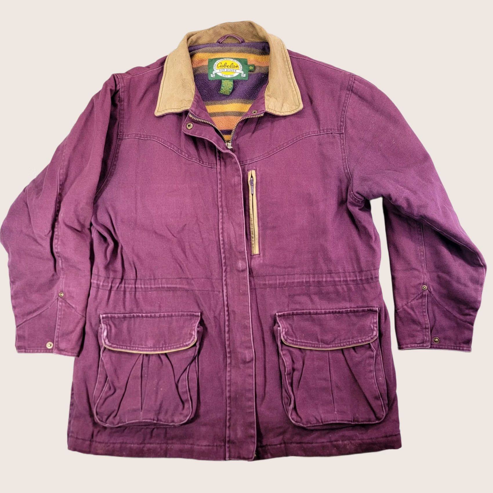 Vintage Cabela's Jacket Womens XL Purple Canvas Fleece Lined Insulated Pockets chore Size XL / US 12-14 / IT 48-50 - 1 Thumbnail