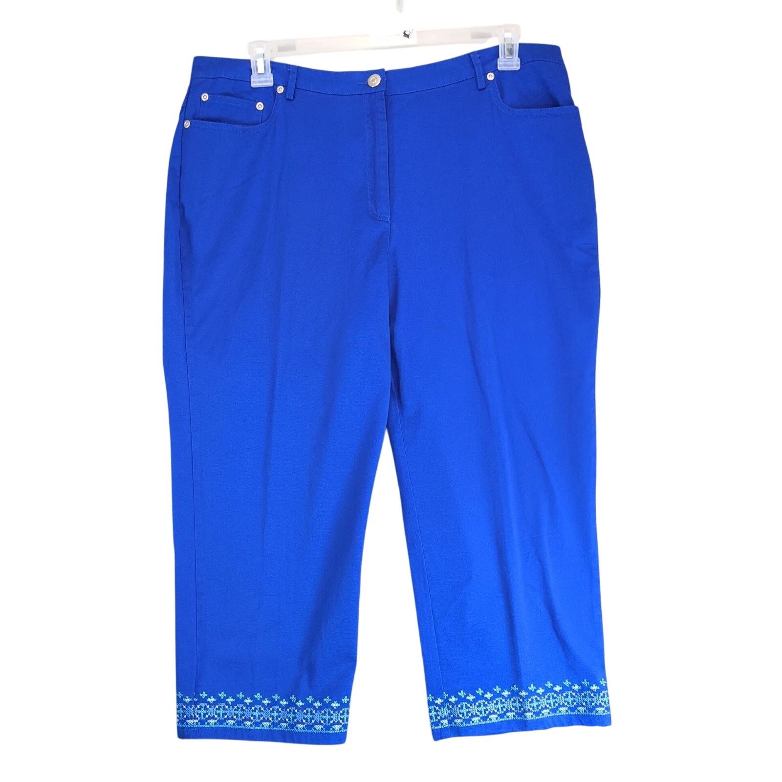 Other NWT Ruby Rd Blue Embroidered Capri Pants Women's 16 38x22.5" Size 38" / US 16 / IT 52 - 1 Thumbnail