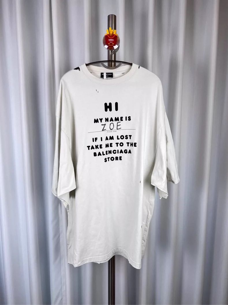 Balenciaga Balenciaga White do old damage self introduction short sle Size US S / EU 44-46 / 1 - 1 Thumbnail