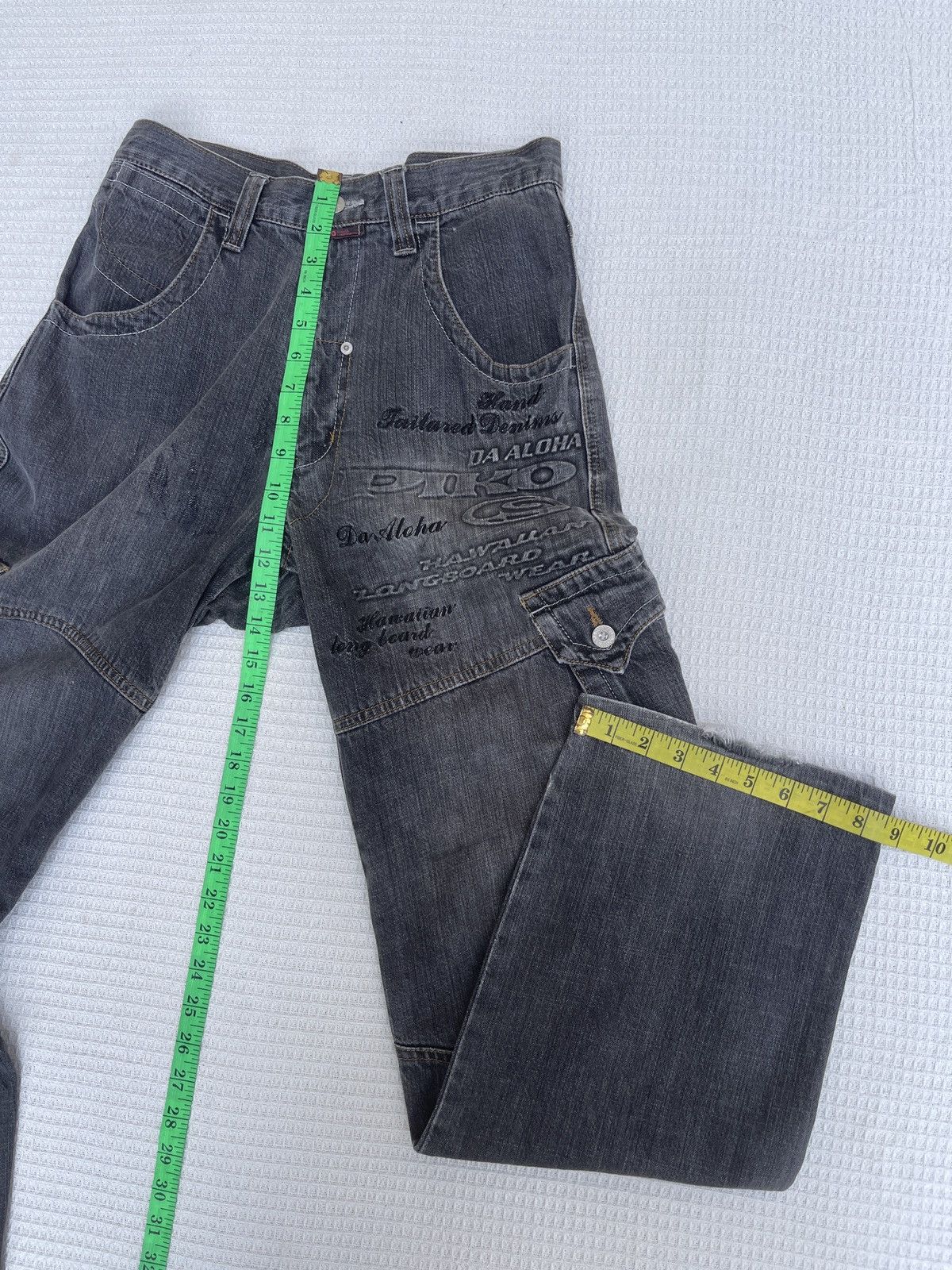 JNCO Last Drop🔥Rare🔥Vintage Piko Hawaiian Cargo Baggy Jeans Size US 29 - 17 Thumbnail