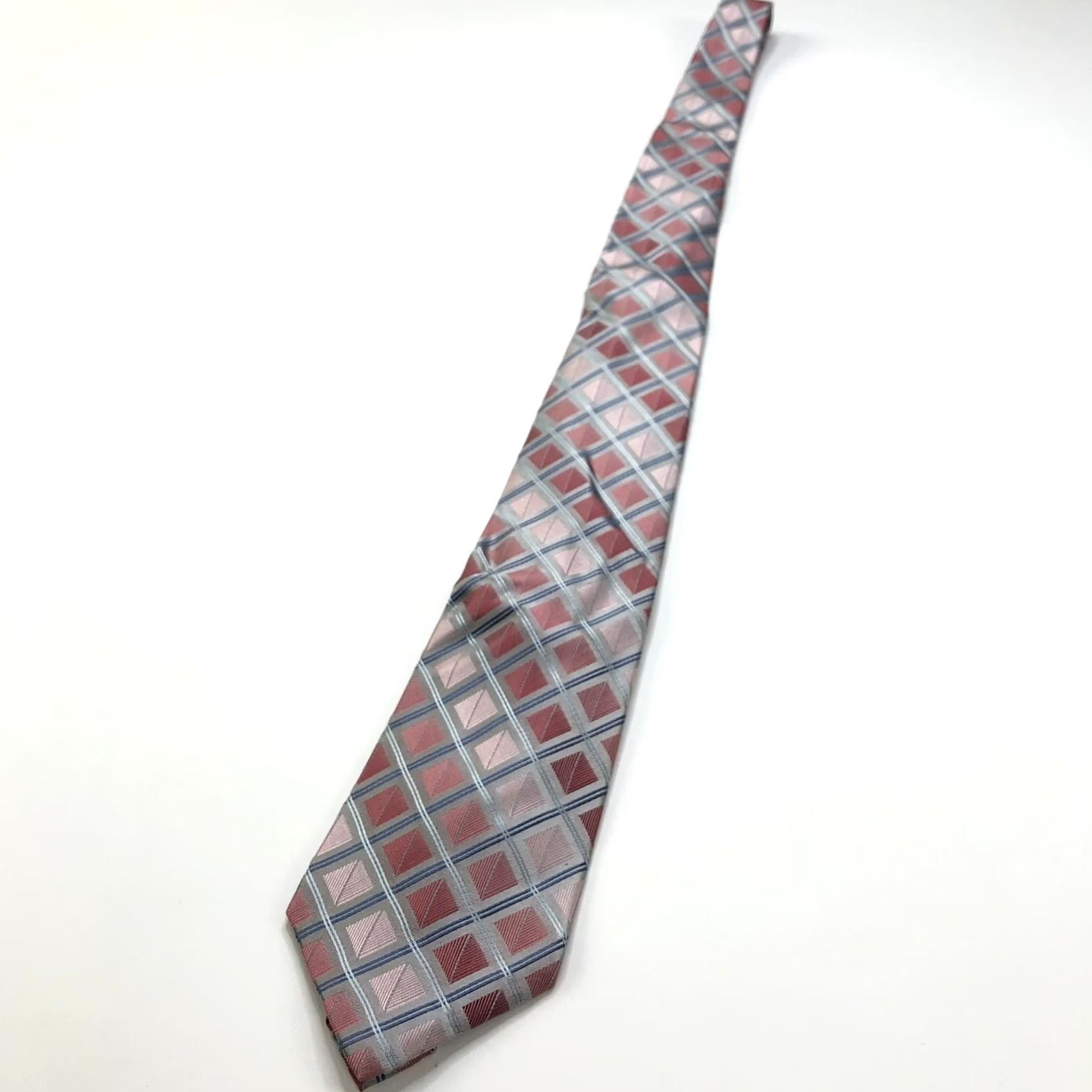 Stafford VINTAGE Stafford Pink Gray 100% Silk Neck Tie Men Geometric 3.5-in 58-in Mens Tie Size ONE SIZE - 2 Thumbnail
