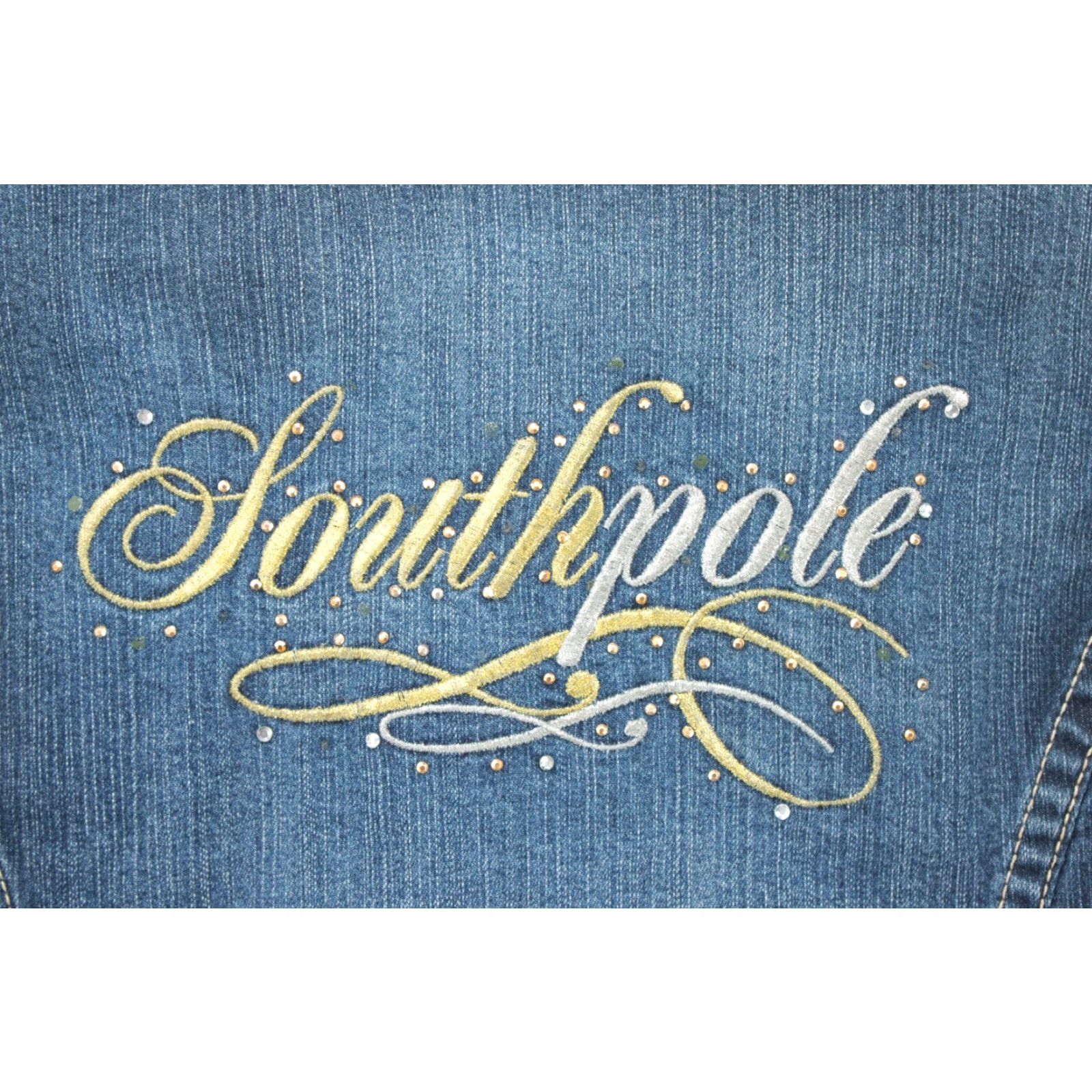 Southpole Y2K Southpole Short Cropped Denim Jean Jacket XL Medium Wash Button Detail Women Size 40" / US 18 - 4 Thumbnail