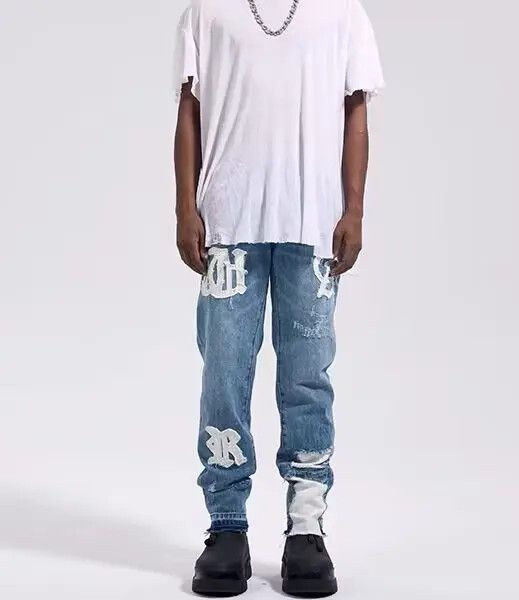 VIBE Street irregular printed straight jeans Size US 32 / EU 48 - 3 Thumbnail