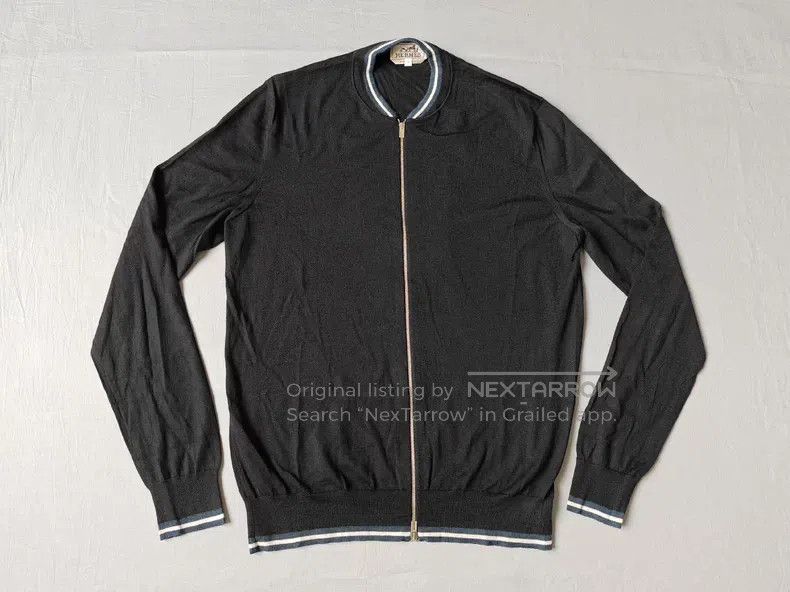 Hermes Hermes Cashmere knit sweater zipper jacket, black, 80% cas Size US L / EU 52-54 / 3 - 1 Thumbnail