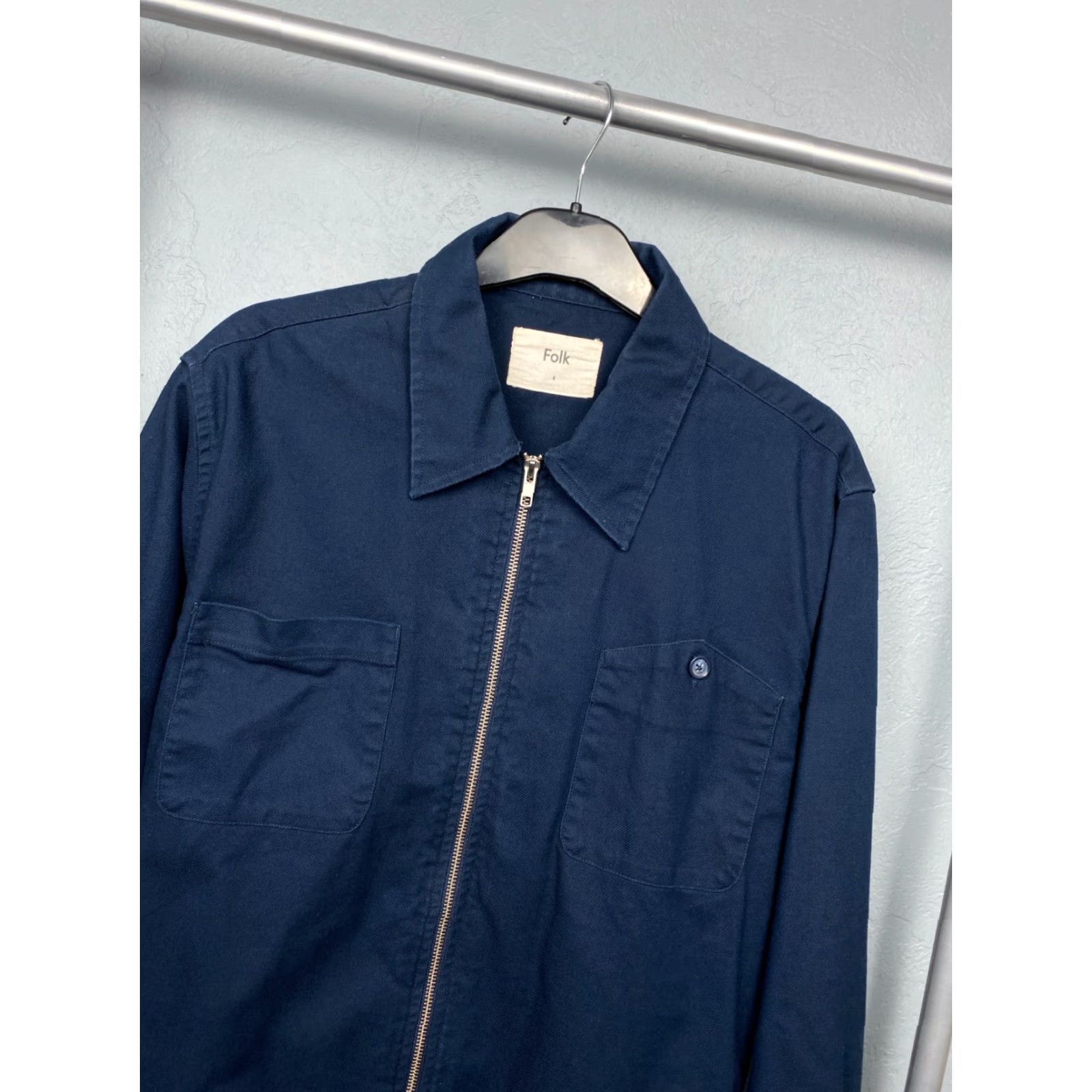 Folk Folk Jacket Mens Overshirt Size L Blue Zip Solid Vintage: No Windbreaker Regular Casual Size US L / EU 52-54 / 3 - 4 Thumbnail