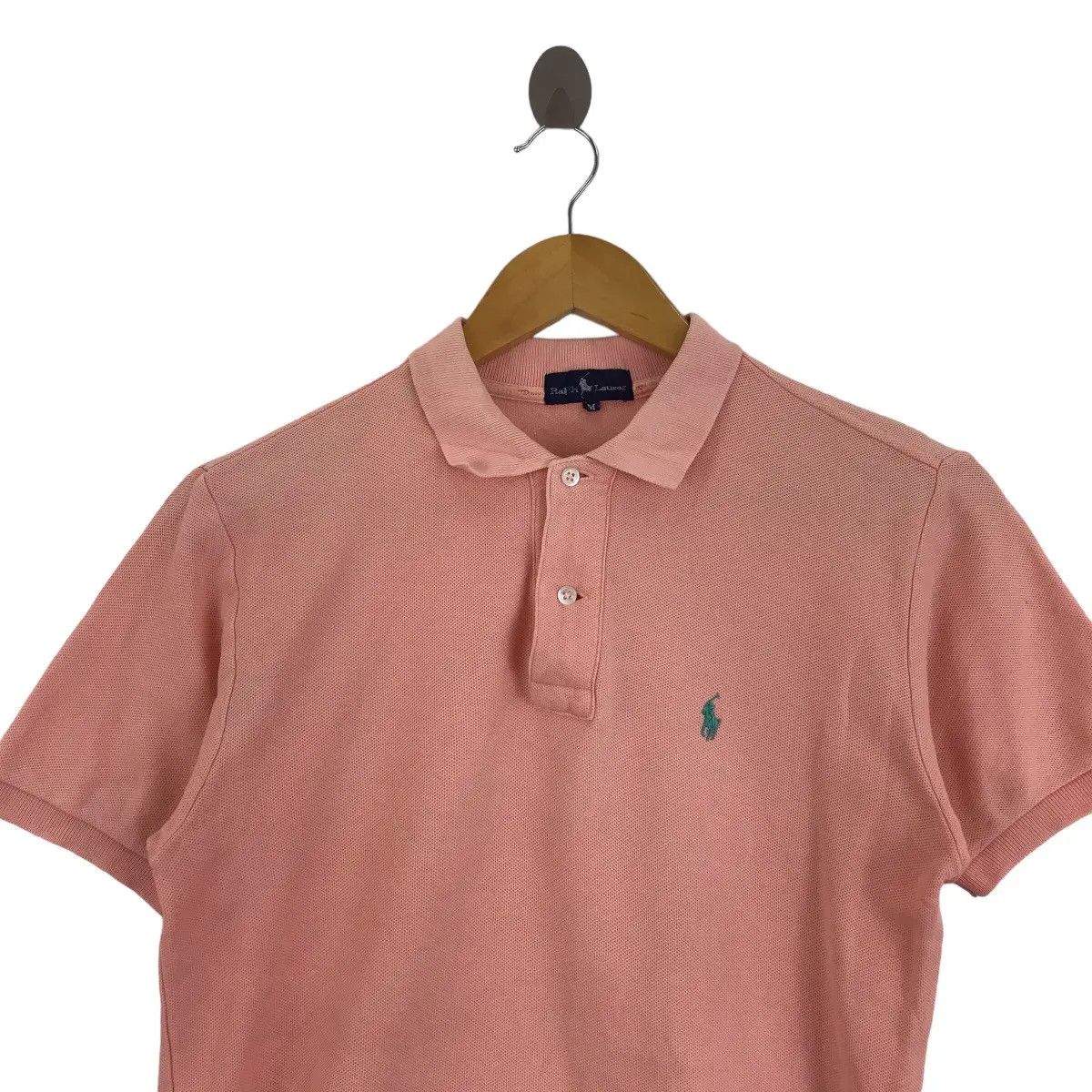 Polo Ralph Lauren Vtg POLO RALPH LAUREN Small Pony Peach Polo Tee Shirt Cotton Size M / US 6-8 / IT 42-44 - 3 Thumbnail