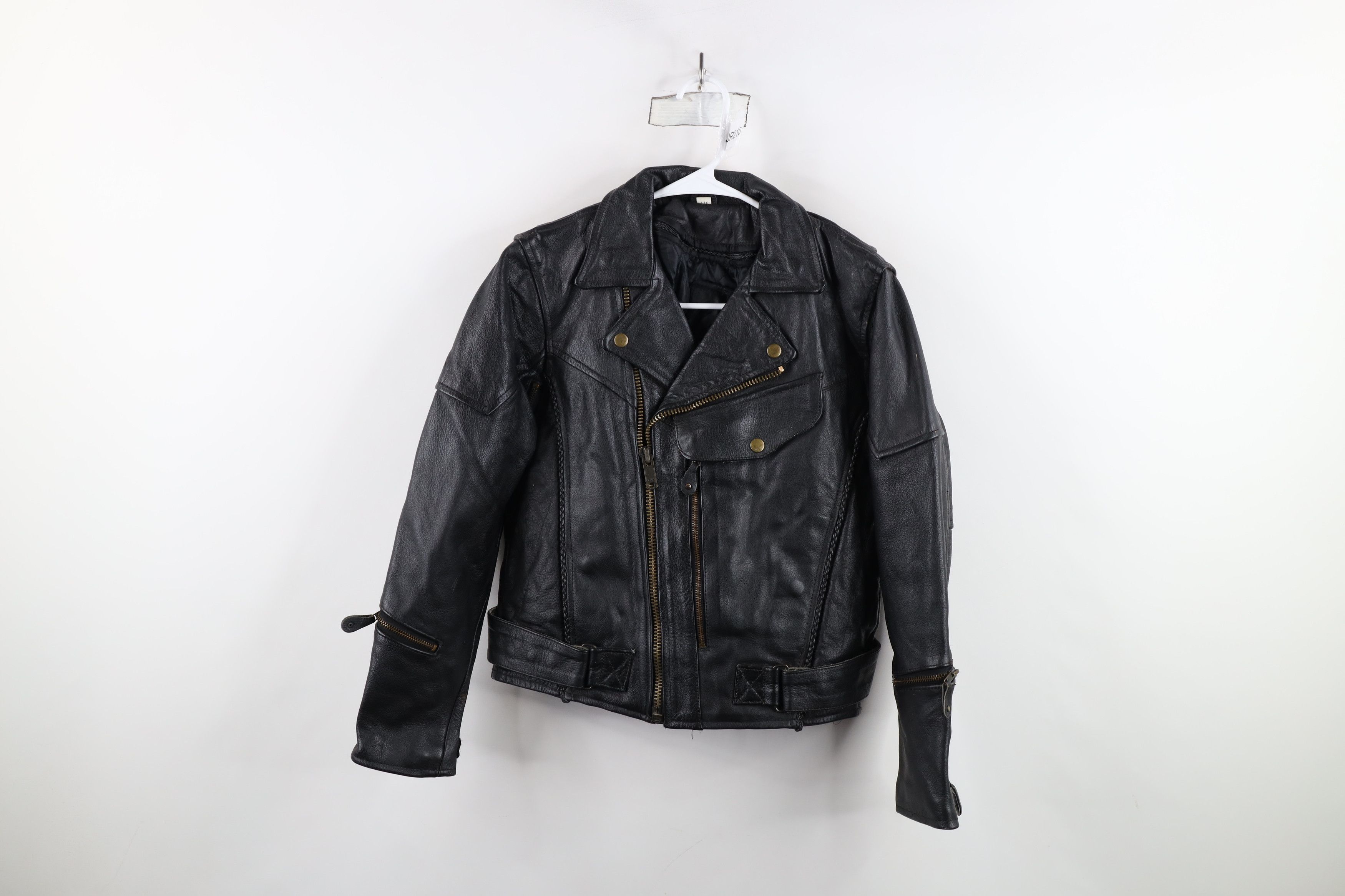 Vintage Vintage 90s Streetwear Braided Leather Motorcycle Jacket Size US M / EU 48-50 / 2 - 1 Thumbnail