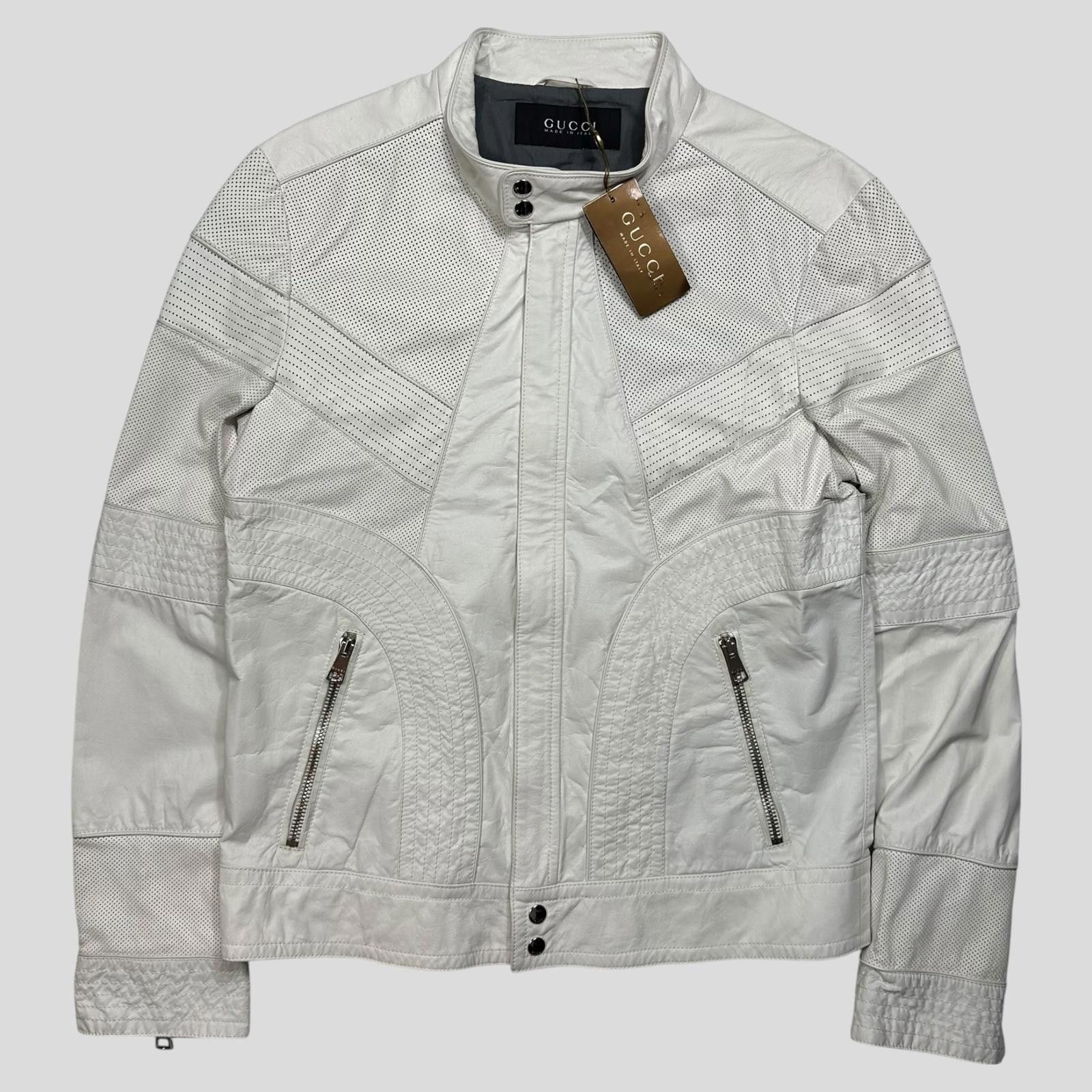 Gucci Gucci 2010 Nappa Leather Café Perforated Biker Jacket - M Size US M / EU 48-50 / 2 - 1 Thumbnail