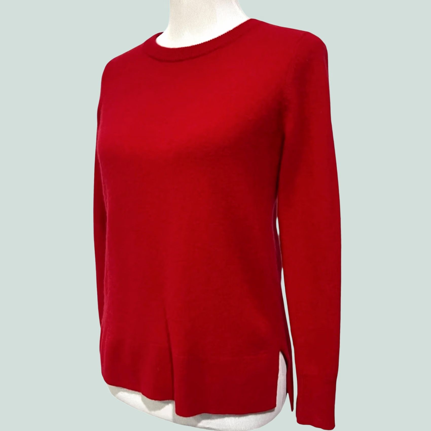 Vintage Halogen Sweater Crew Neck Long Sleeve 100% Cashmere Red Women Size M Pullover Knits Classic Casual Womens Size M / US 6-8 / IT 42-44 - 1 Thumbnail