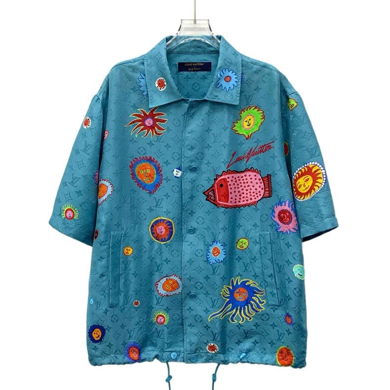 Louis Vuitton Louis Vuitton x Kusama Blue Silk Shirt Size US XL / EU 56 / 4 - 1 Thumbnail