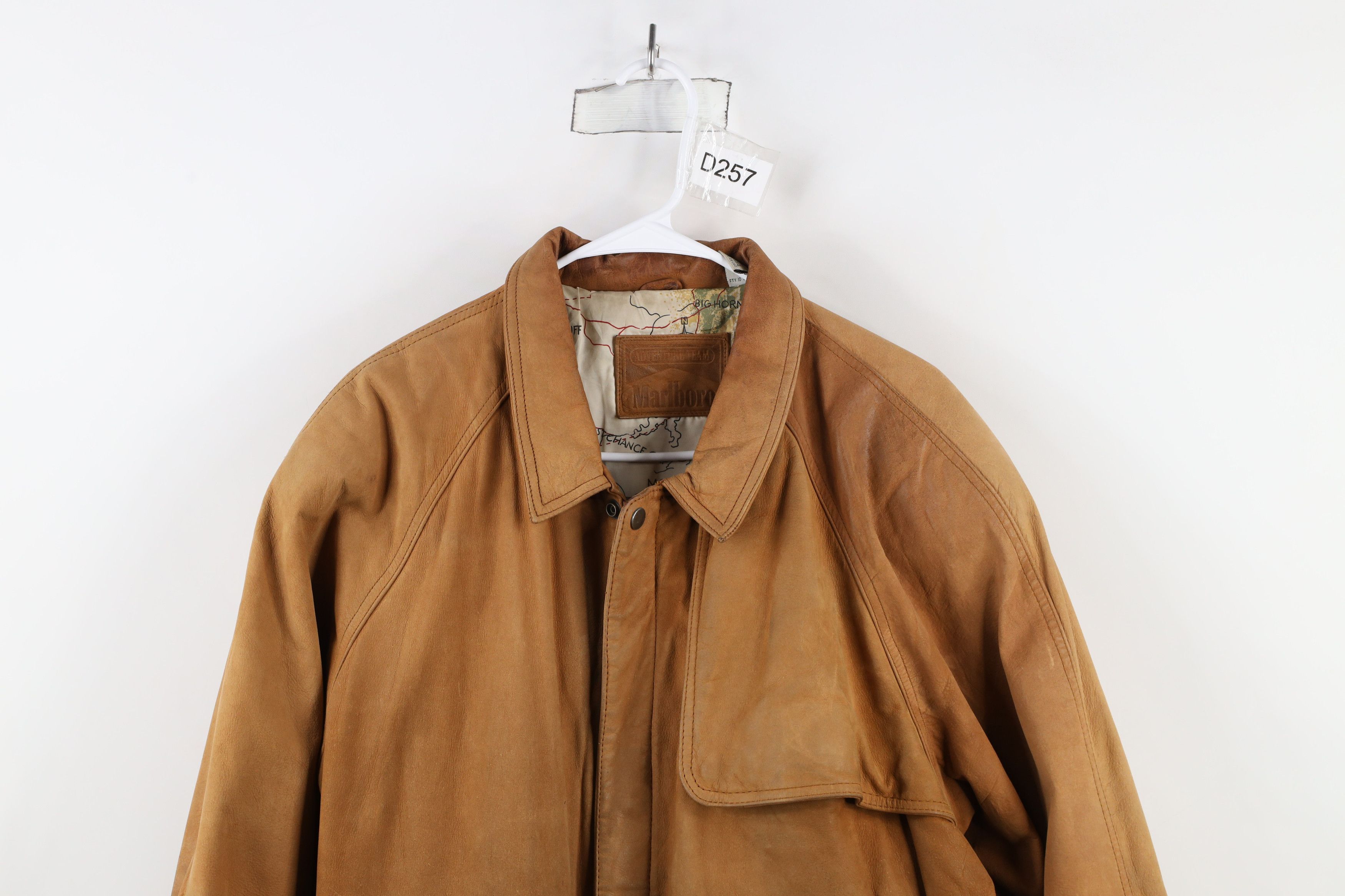 Marlboro × Vintage Vintage 90s Marlboro Lined Leather Flight Bomber Jacket Size US L / EU 52-54 / 3 - 2 Thumbnail
