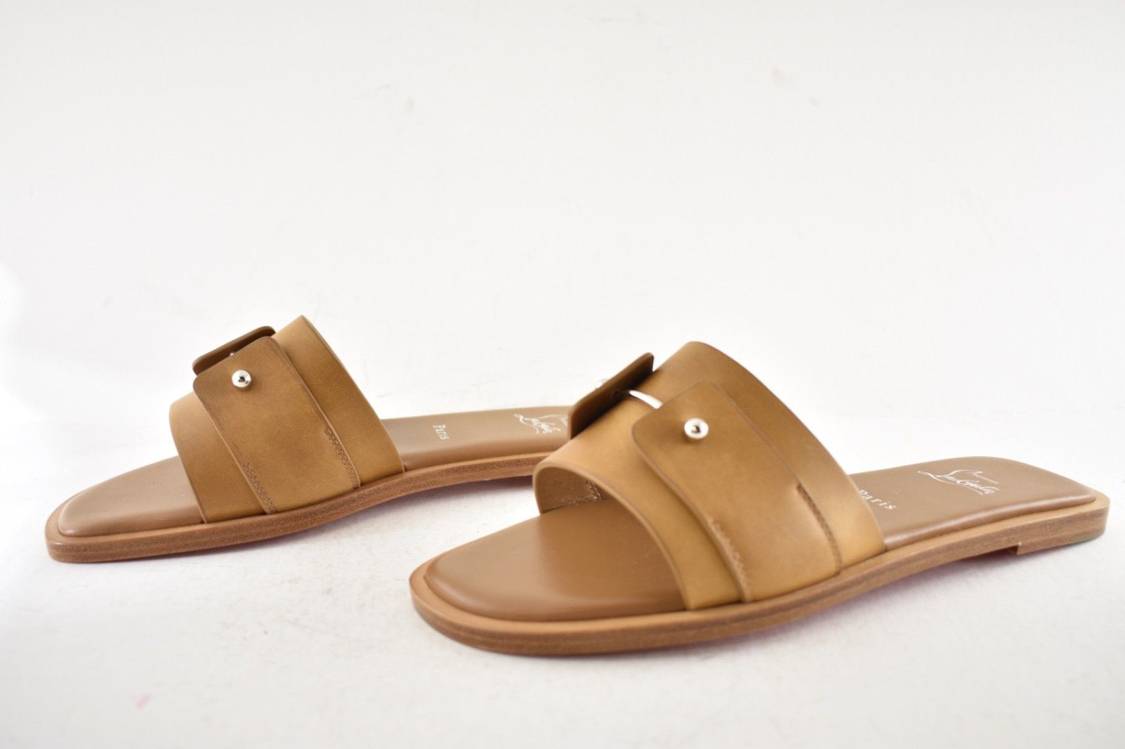 Christian Louboutin Chambelimule Donna Flat Tera Brown Leather Slide Sandal 36 Size US 6 / IT 36 - 13 Thumbnail