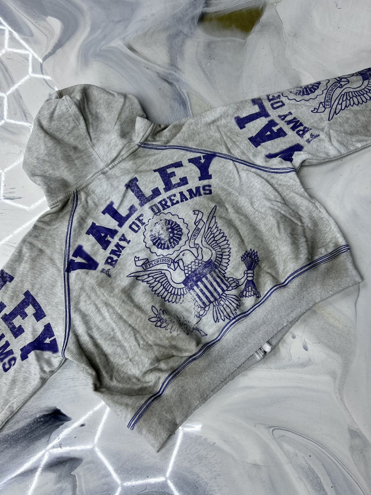 Vale Vale Army Zip Up Hoodie Grey Blue Size M Size US M / EU 48-50 / 2 - 13 Thumbnail