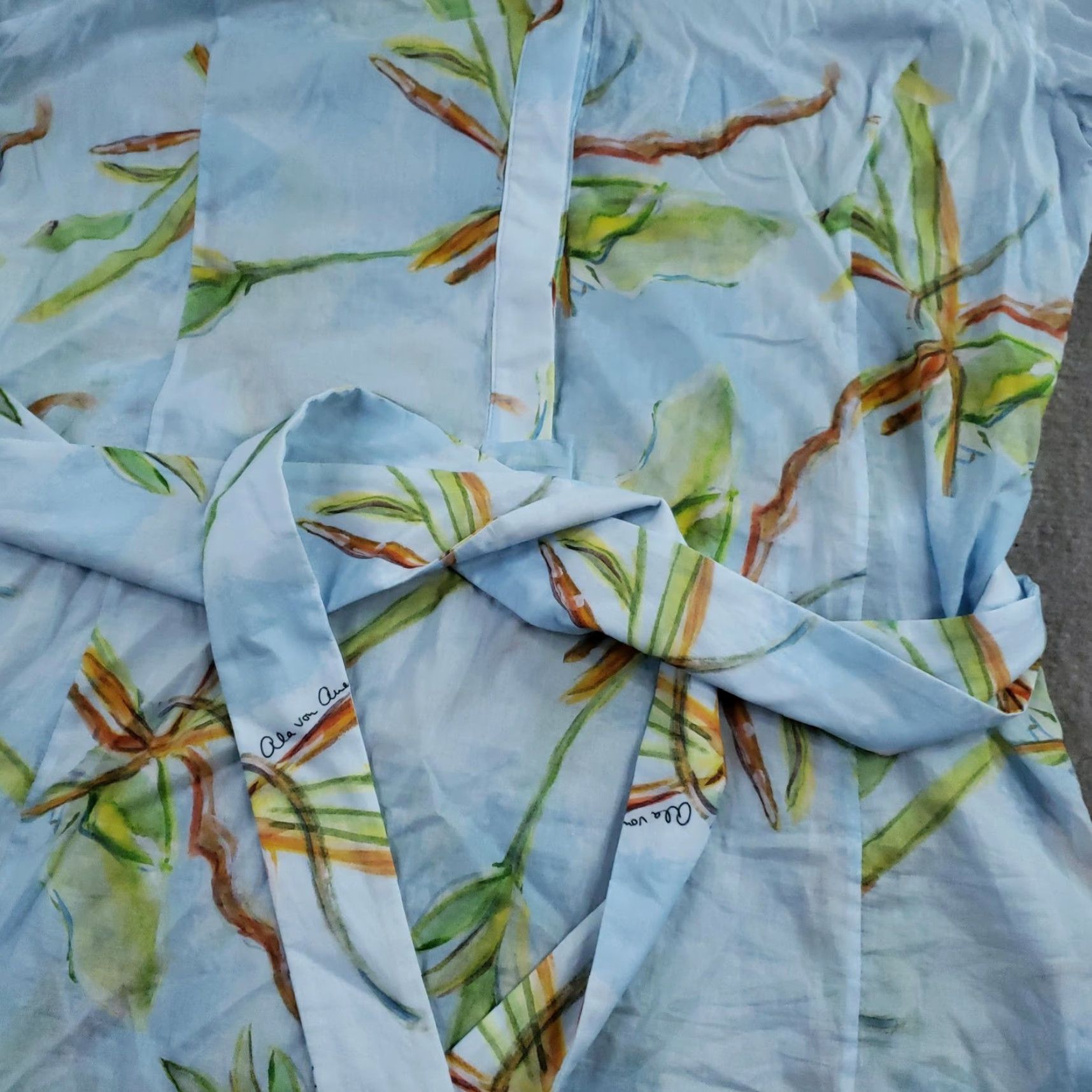 Vintage Ala Von Auersperg Shirt Dress Womens XL Blue Botanical Belted Tunic 100% Cotton Size XL / US 12-14 / IT 48-50 - 7 Thumbnail