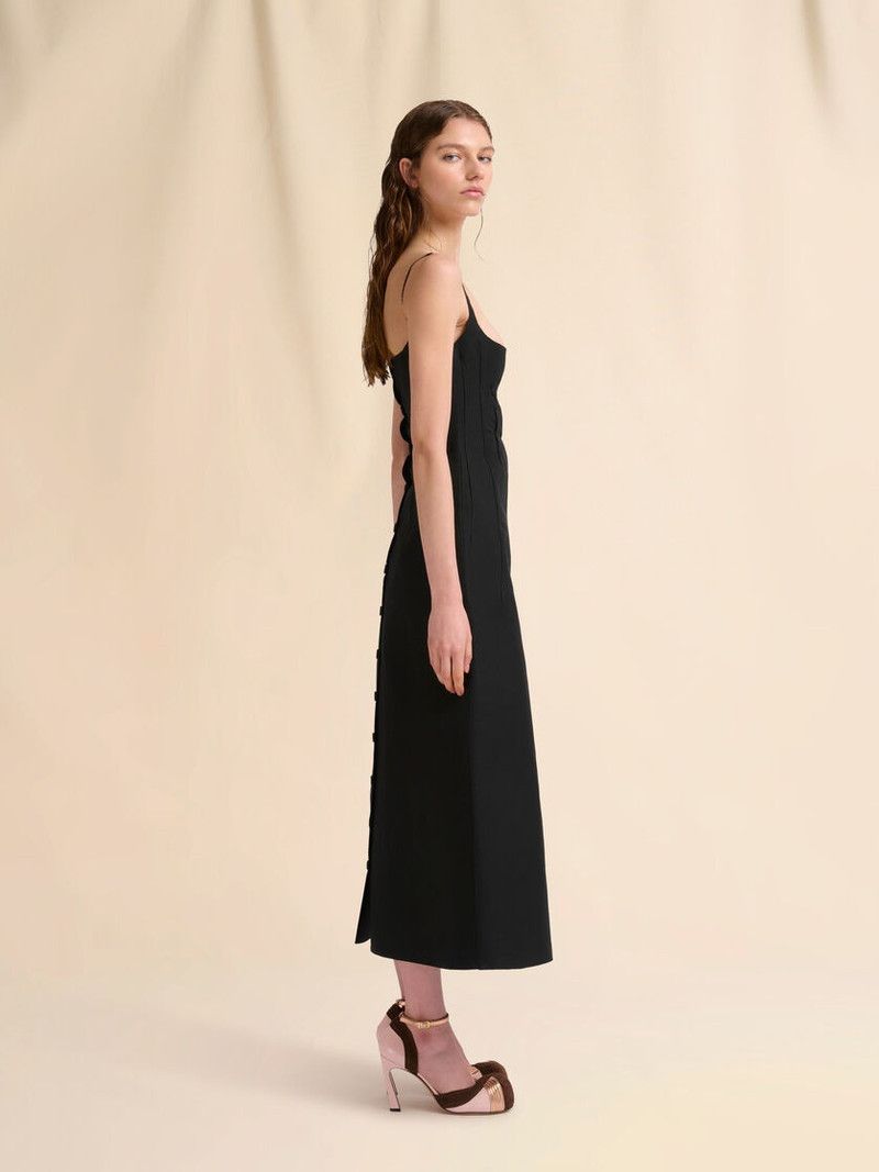Marni o1f1d3z0326 Bonded Poplin A-Line Dress in Black Size M / US 6-8 / IT 42-44 - 6 Thumbnail