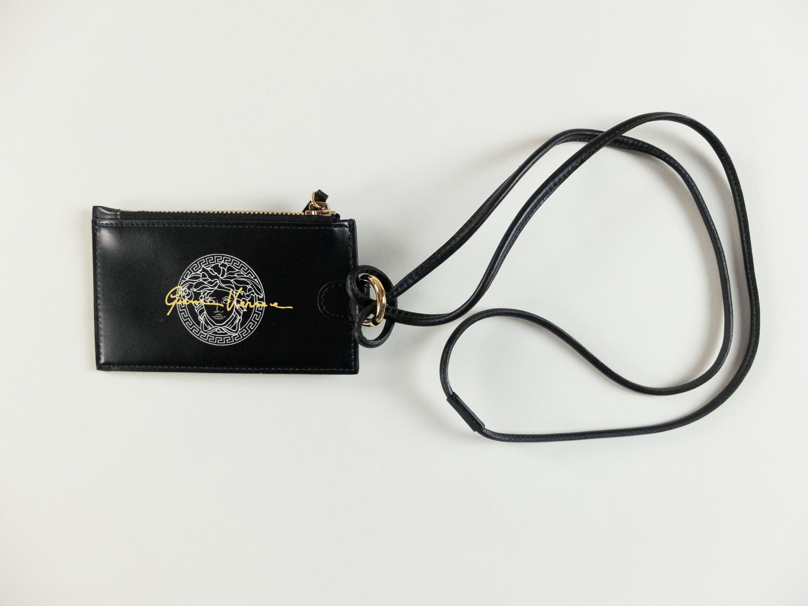 Versace VERSACE black Medusa & signature strap card holder case Size ONE SIZE - 1 Thumbnail