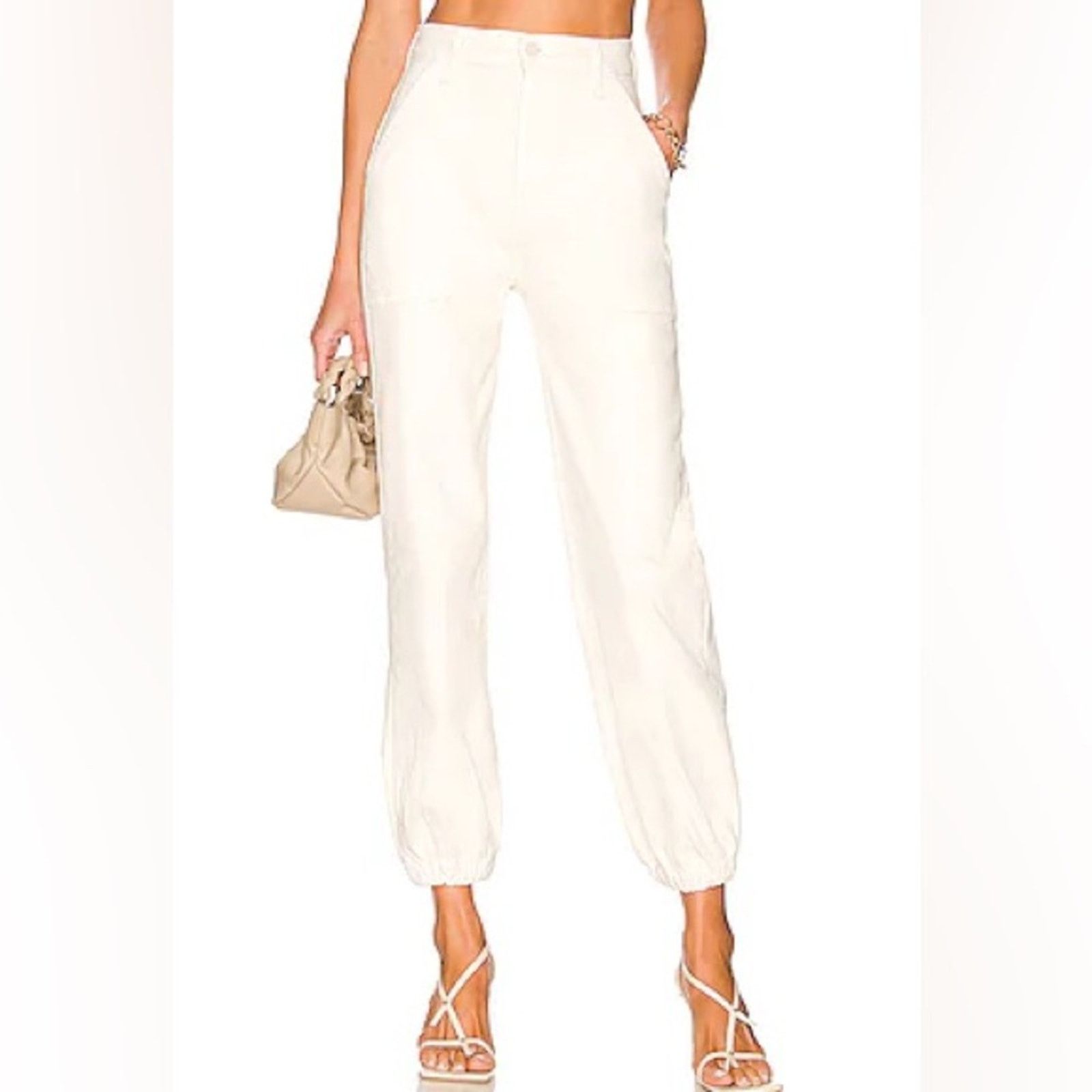 MOTHER MOTHER Denim The Wrapper Patch Springy Ankle in Cream Puffs Size 24" / US 00 / IT 34 - 1 Thumbnail