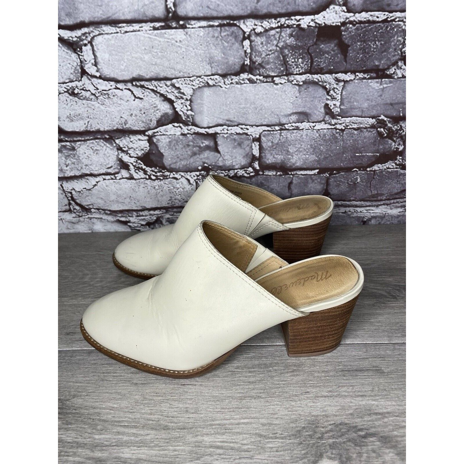 Madewell Madewell The Harper Ivory Leather Mules Stacked Heels Women Size US 8 / IT 38 - 18 Thumbnail