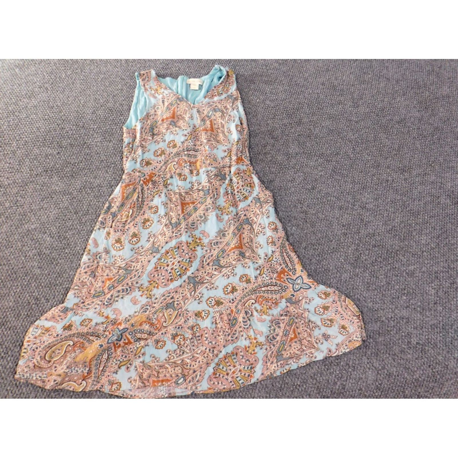 Cynthia Rowley Cynthia Rowley Dress A-Line Sleeveless Blue Rayon Zip Crew Neck 10 Women’s Regular Floral Pattern Size L / US 10 / IT 46 - 2 Thumbnail