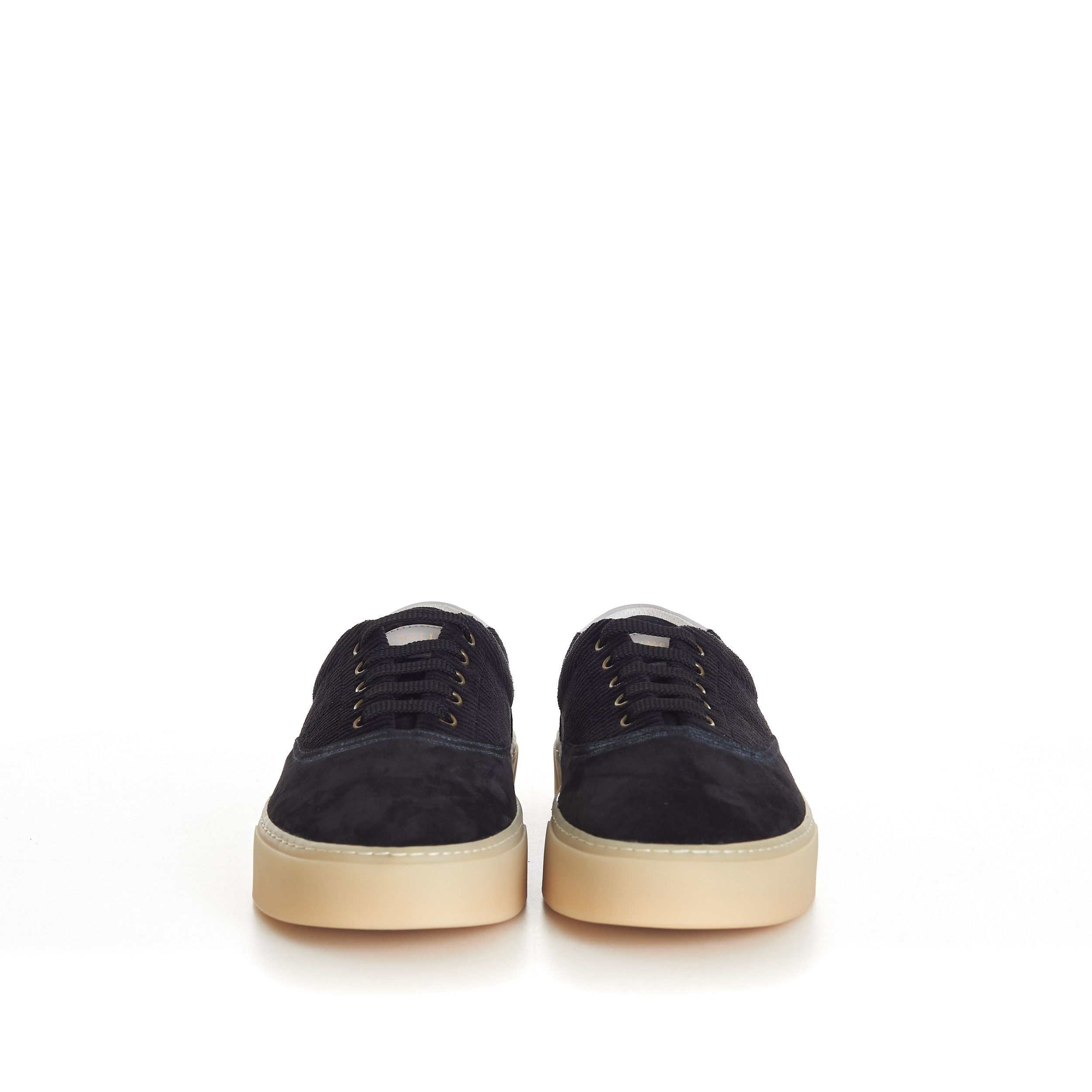Brunello Cucinelli Black Washed Suede And Techno Corduroy Sneakers Size US 11 / EU 44 - 2 Thumbnail