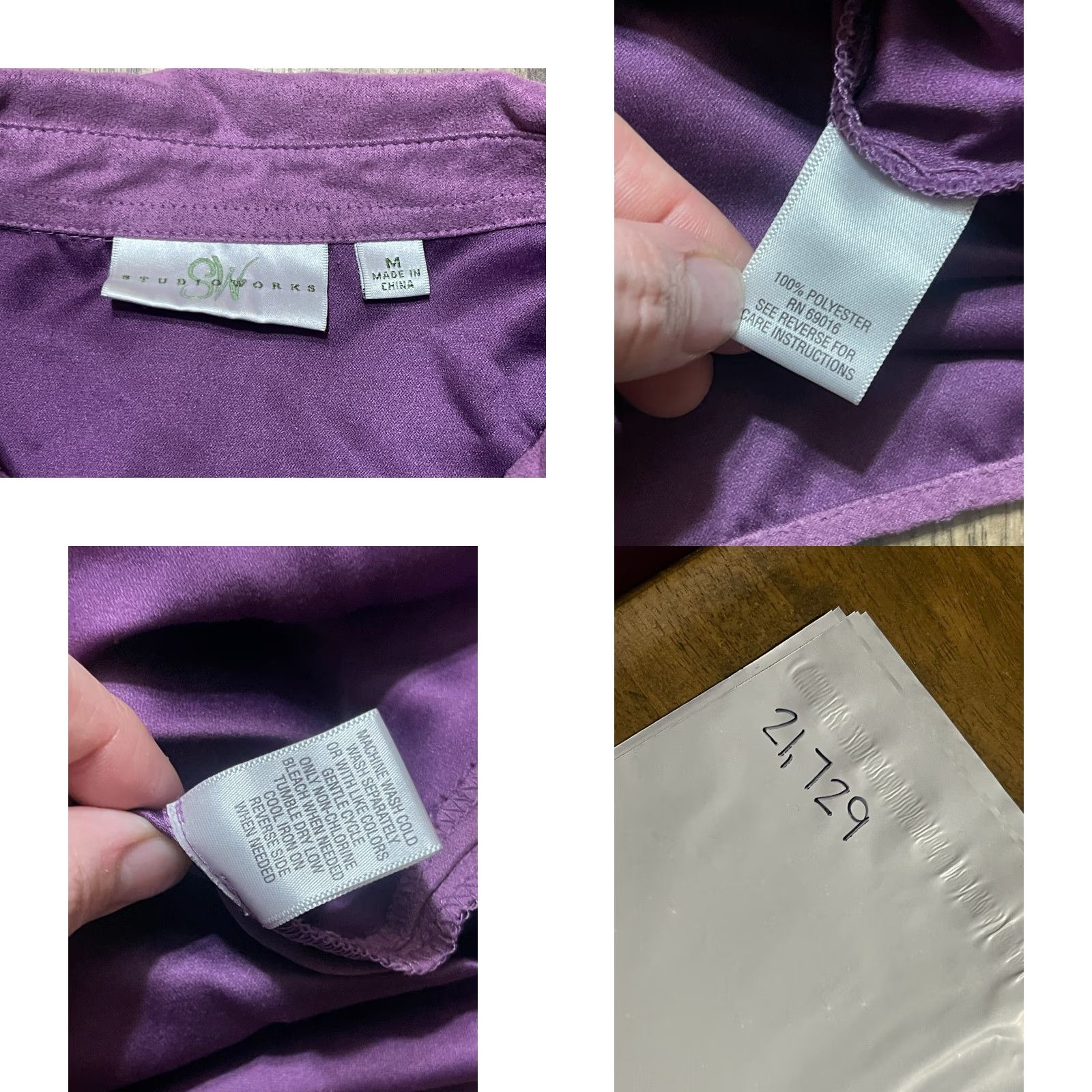 Vintage Studio Works Shirt Women Purple Button Up Long Sleeve M Size M / US 6-8 / IT 42-44 - 8 Thumbnail