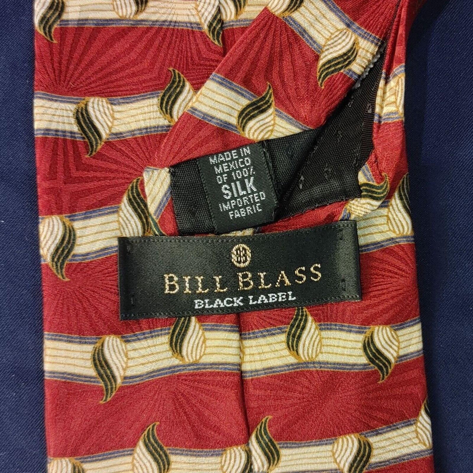 Bill Blass Bill Blass Red/Gold Men's Silk Necktie OS Size ONE SIZE - 2 Thumbnail