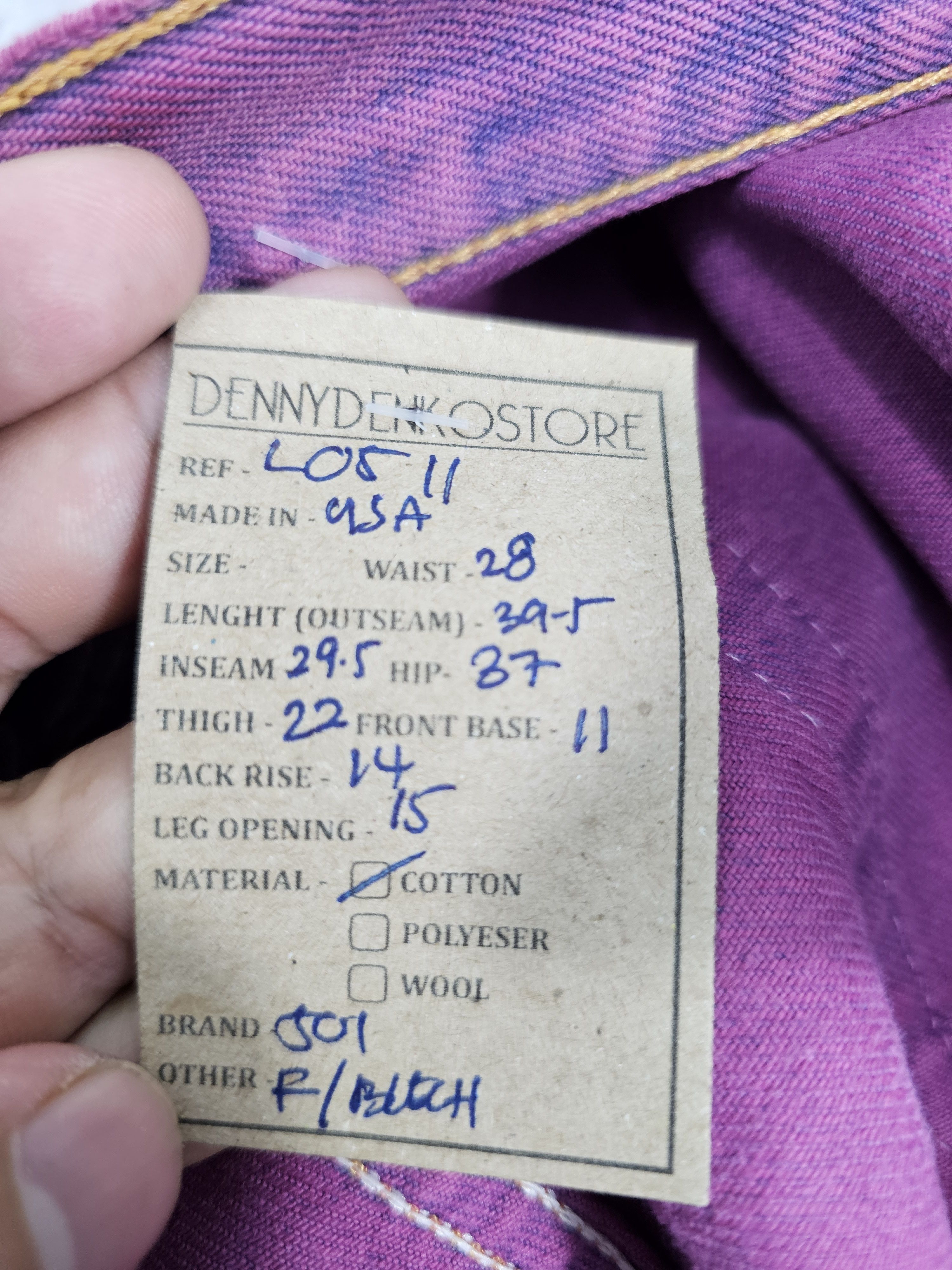 Levi's Vintage Clothing Vtg 90'S LEVIS 501 Purple Faded Stain Jean Made In USA L0511 Size US 28 / EU 44 - 14 Thumbnail
