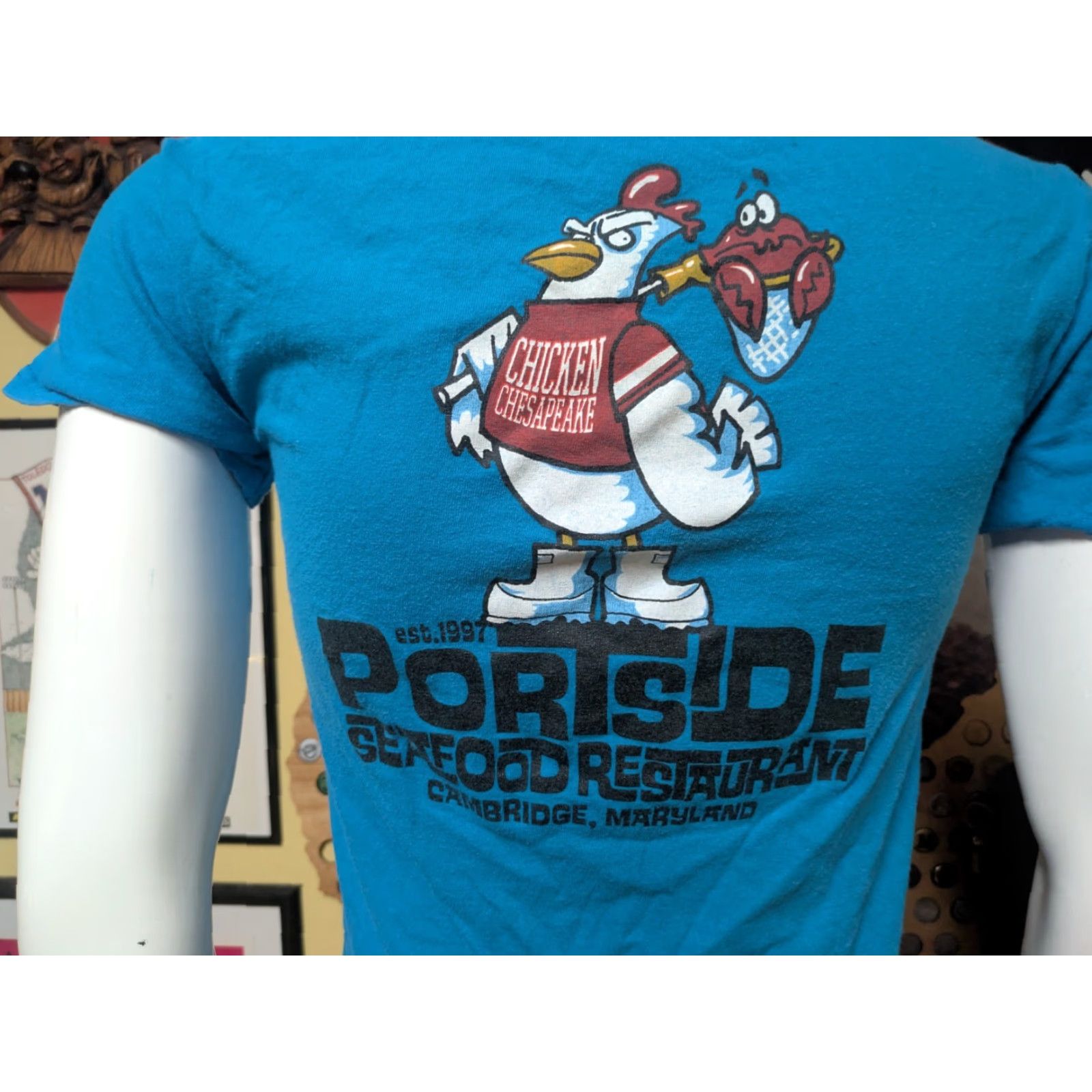 Gildan Gildan T-Shirt Portside Seafood Restaurant Cambridge MD Bar Restaurant Maryland Graphic Tee Short Sleeve Crew Neck Orange Cotton Blend Size L Men Size US L / EU 52-54 / 3 - 4 Thumbnail