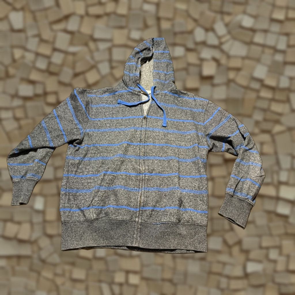 Vintage Falls Creek Sweatshirt Men L Gray blue Striped Full Zip Hooded Regular Fit Size US L / EU 52-54 / 3 - 1 Thumbnail