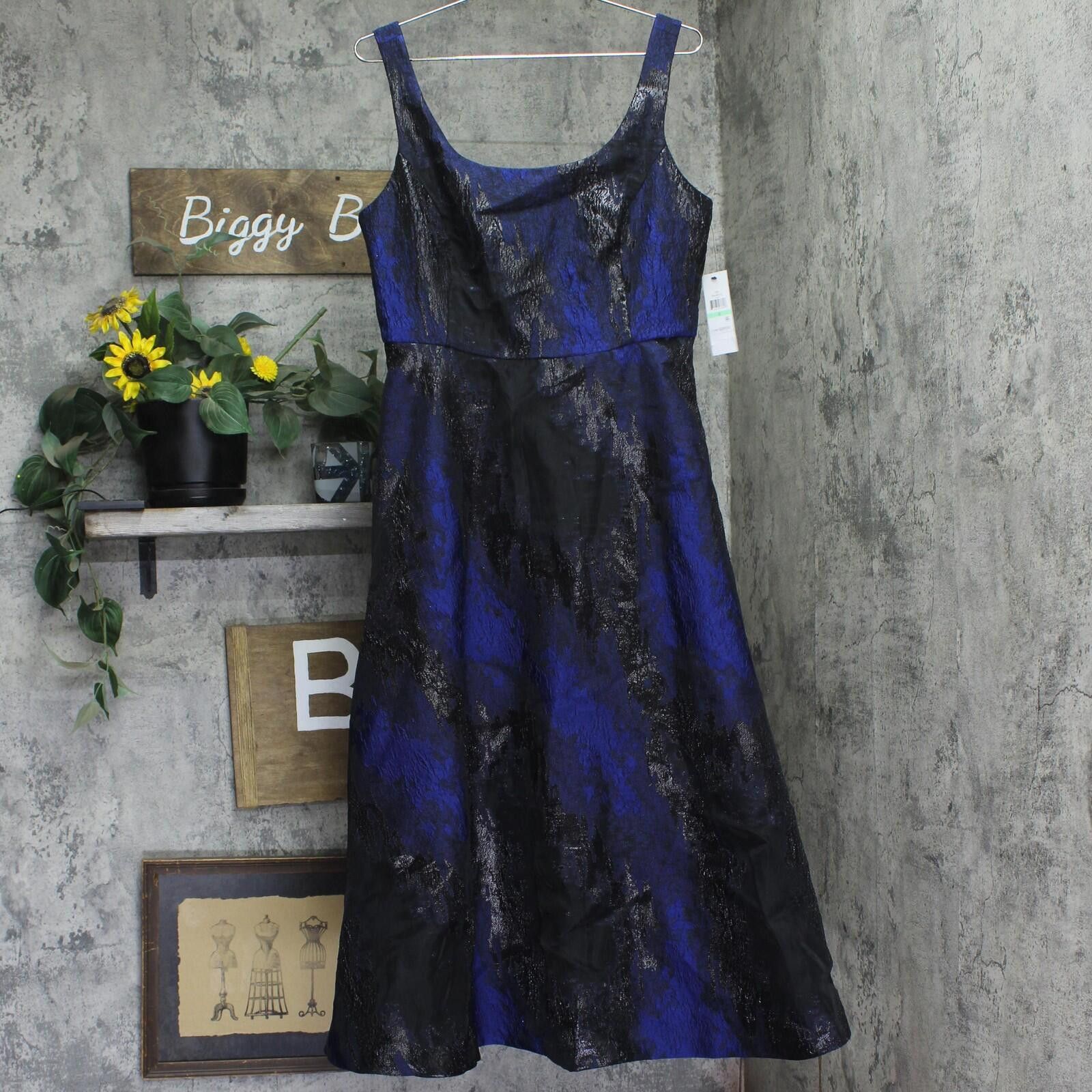 DKNY Nwt Dkny Womens Jacquard Scoop-neck Midi Dress Navy Blue 8 Size M / US 6-8 / IT 42-44 - 1 Thumbnail