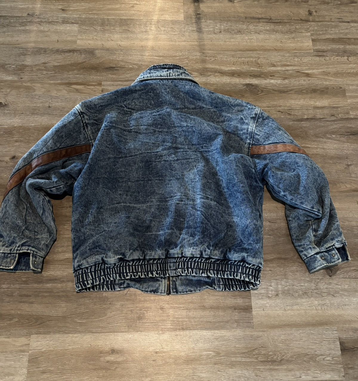 Other Vintage Acid Wash Denim jacket with Leather Size US XL / EU 56 / 4 - 2 Thumbnail